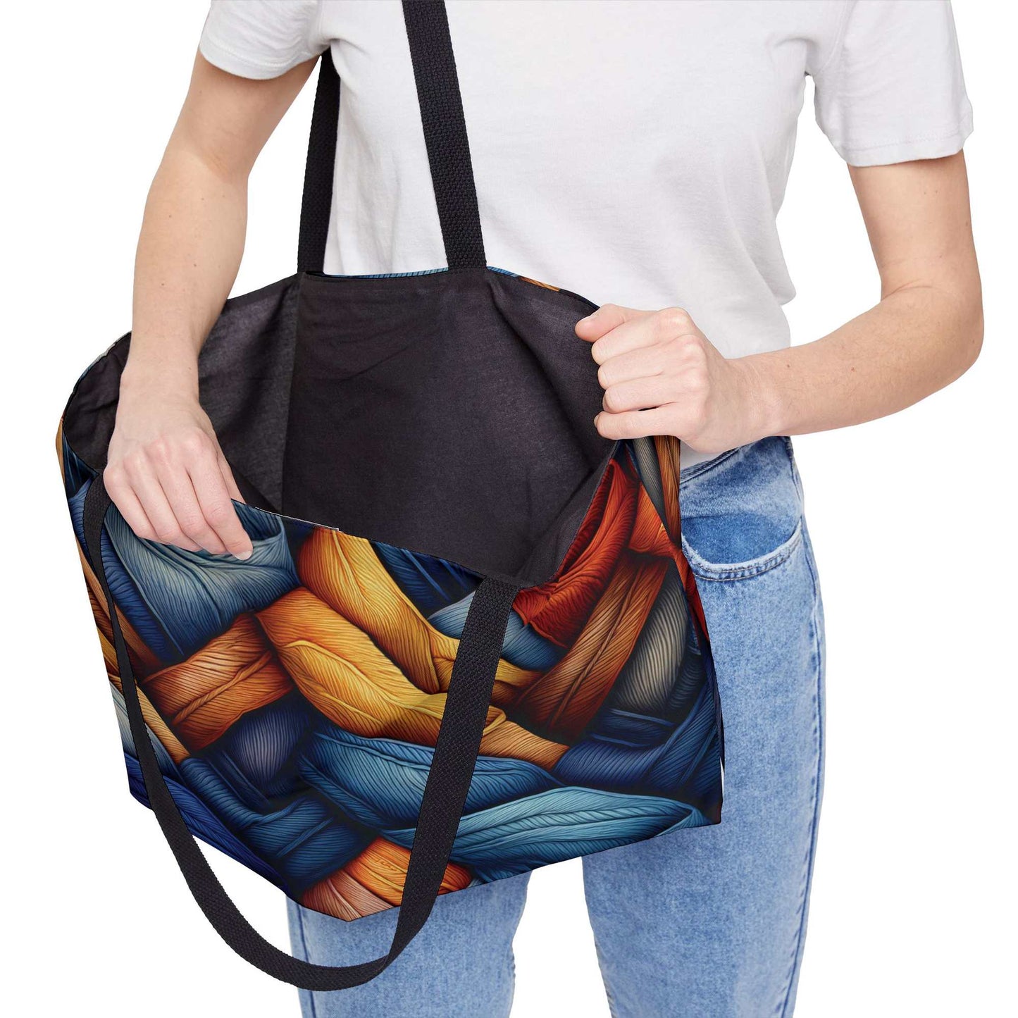 Denim Color Imitation Print Unisex  Weekender Bag  Spun Polyester 24x13 Canvas Bag 9