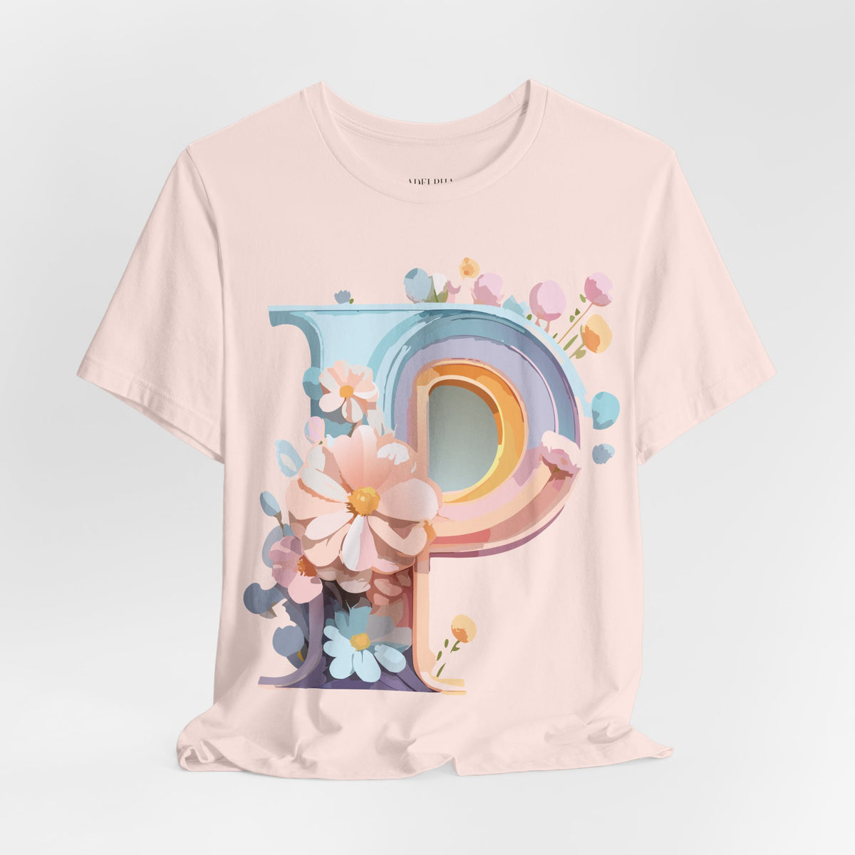 Letter P Graphic Unisex Cotton Bella+Canvas Tee with Art Letter Design