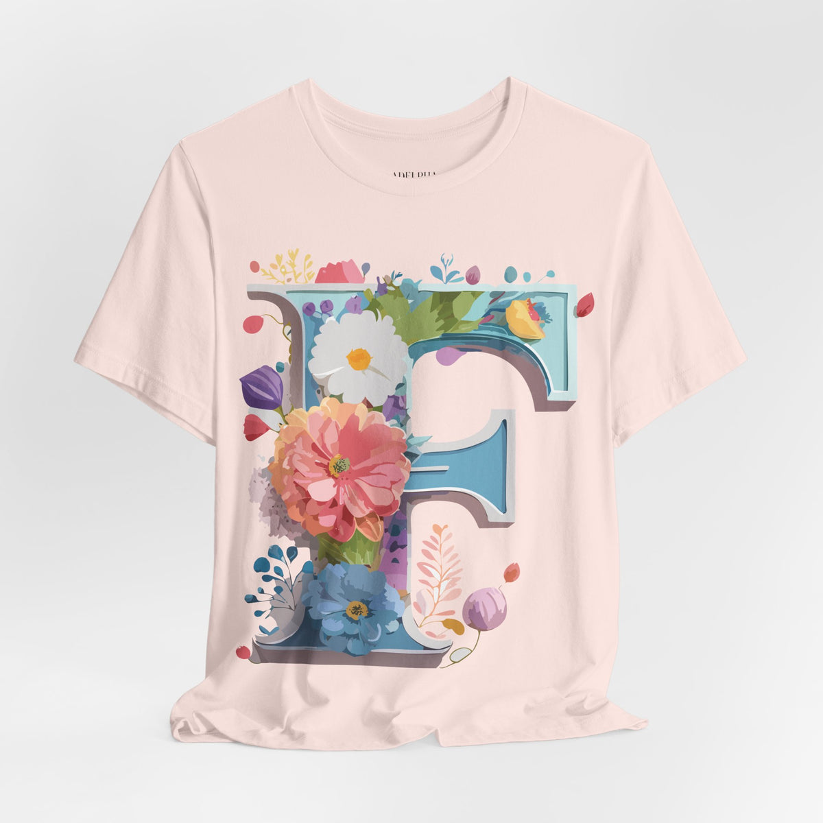 Letter F Graphic Unisex Cotton Bella+Canvas Tee with Art Letter Design