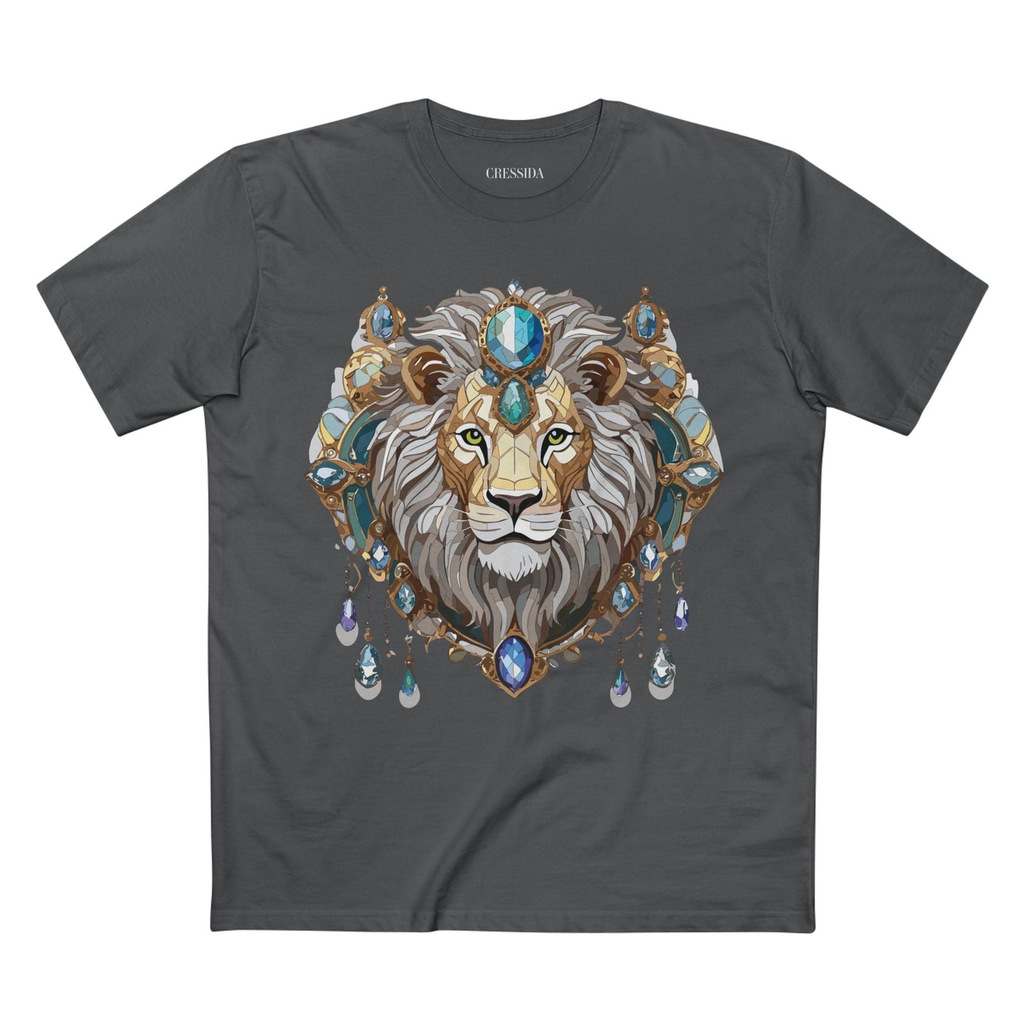 Lion Graphic Unisex 100 Cotton Tee With Unique Animal Golden Medallion Art Design 61