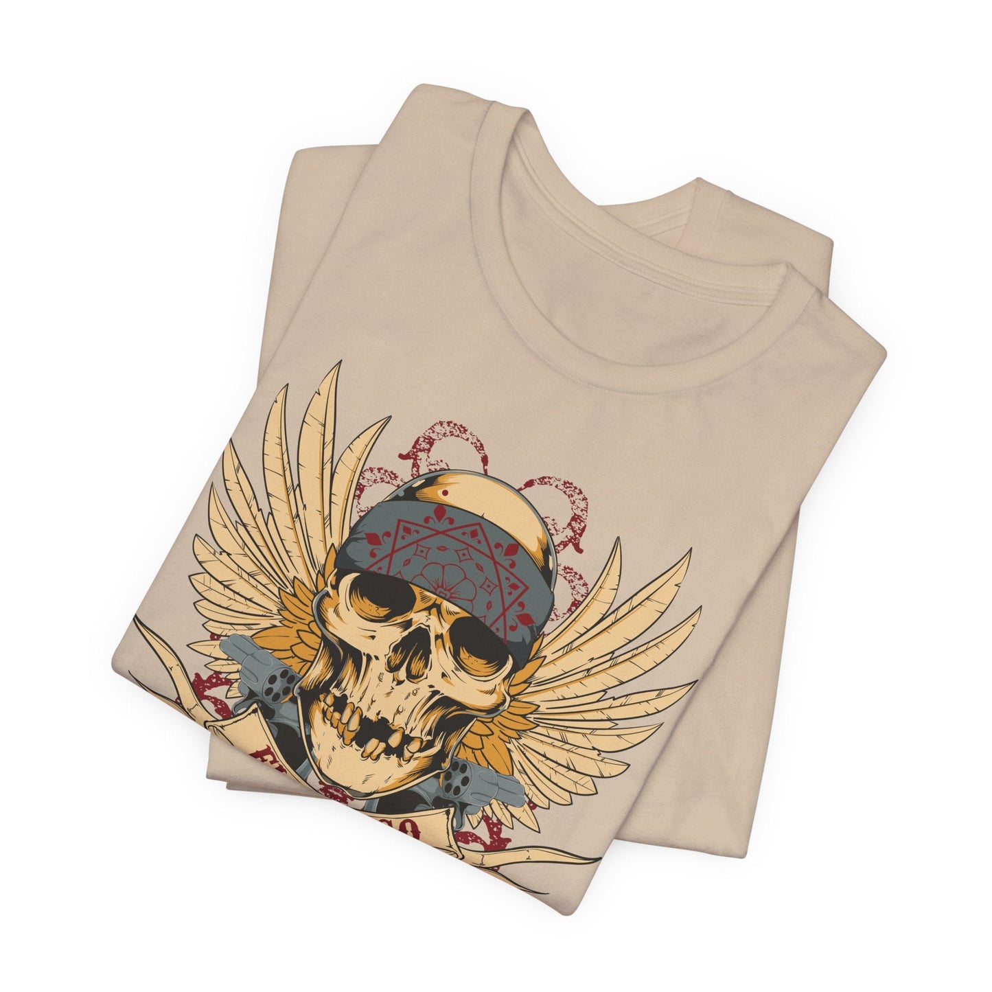 El Gringo Skull with Wings T-Shirt Vintage Tattoo Style Art-53