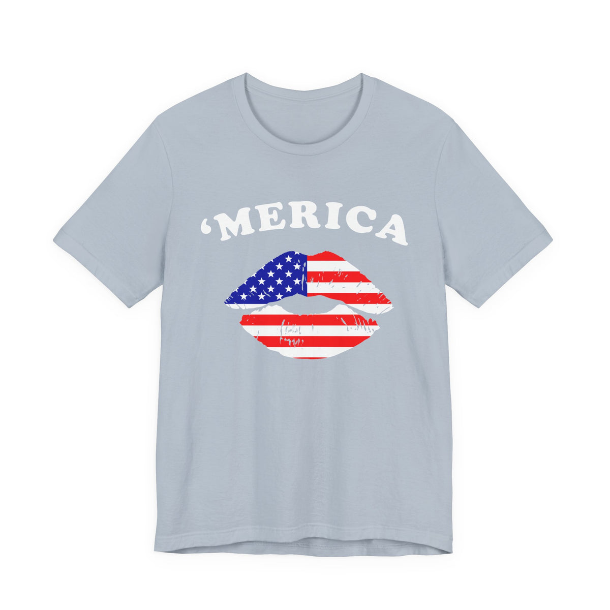 Merica Flag Lips Tee American Flag Lip Graphic Unisex Cotton T-Shirt a9