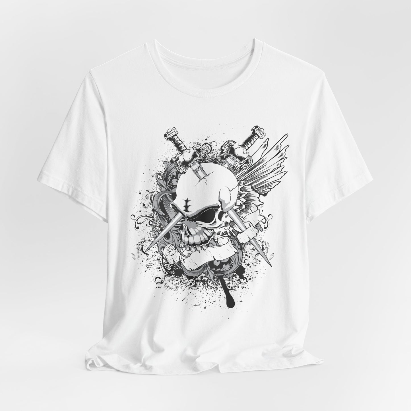 Dagger Skull Graphic Design Tee, Skull Shirt, Vintage Tees, Art Design T-Shirt, Vintage Graphic Tee, Art Shirts with Skulls