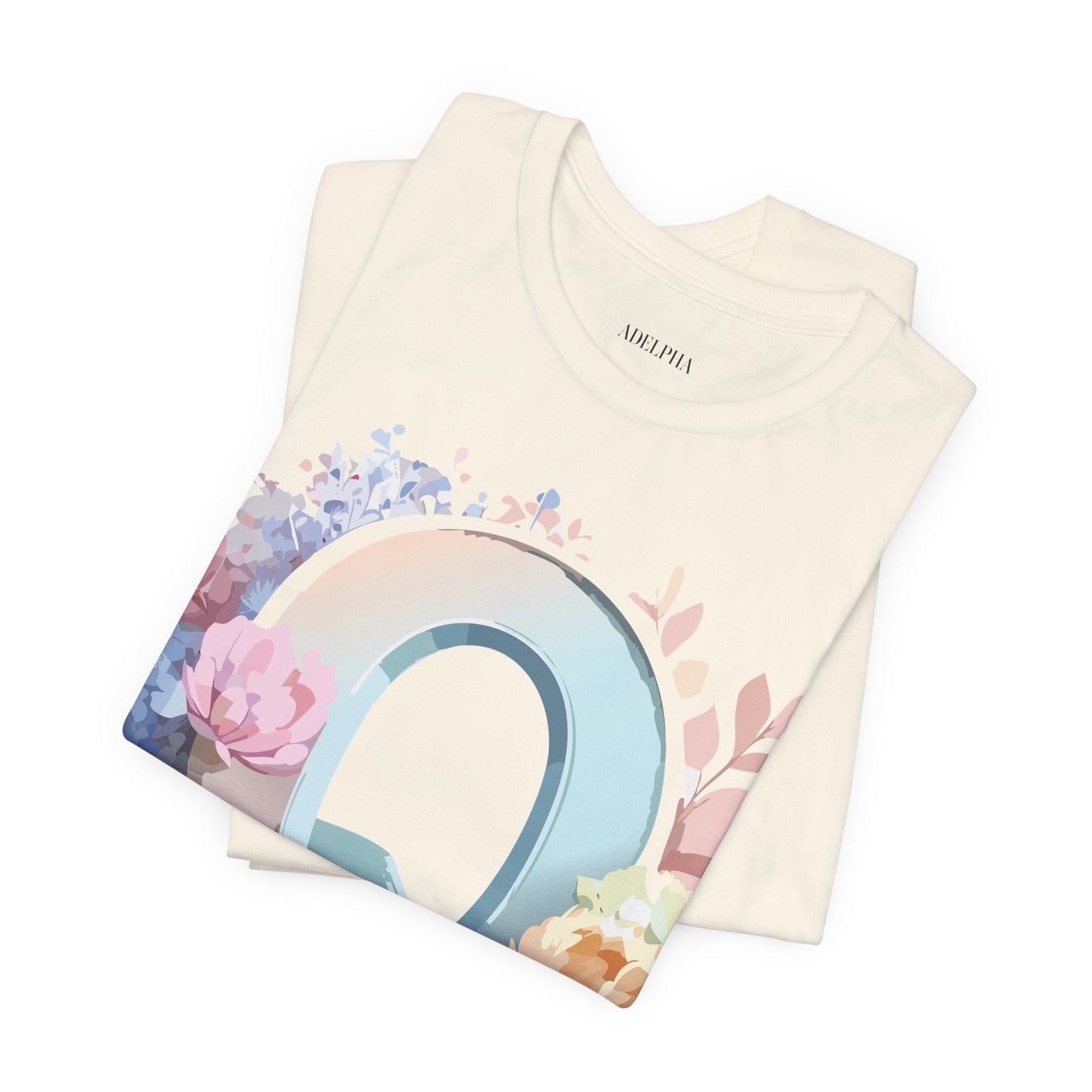 Letter Q Shirt Graphic Tee Unisex Short Sleeve by Adelpha Vintage Inspired Artwork