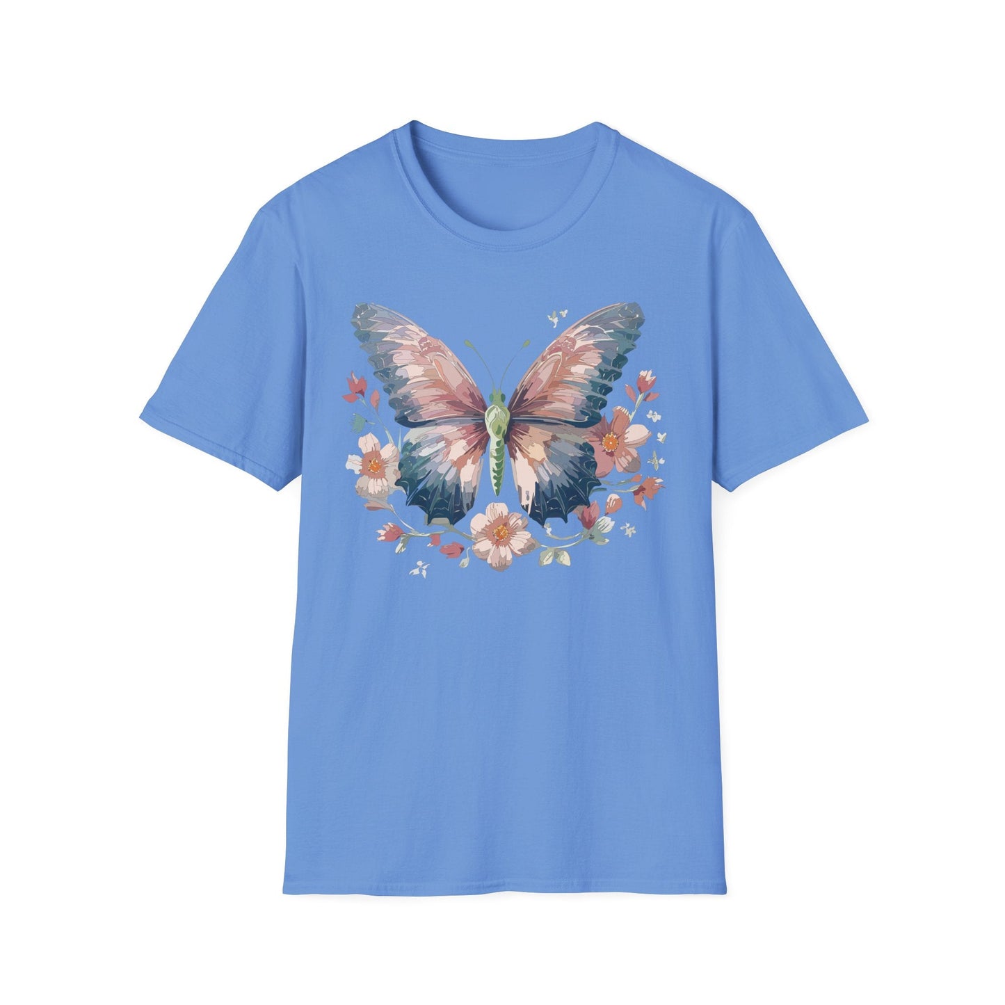 Butterfly Print T Shirt Monarch Unisex Gildan Softstyle 64000 Cotton Tee For Everyday Comfort