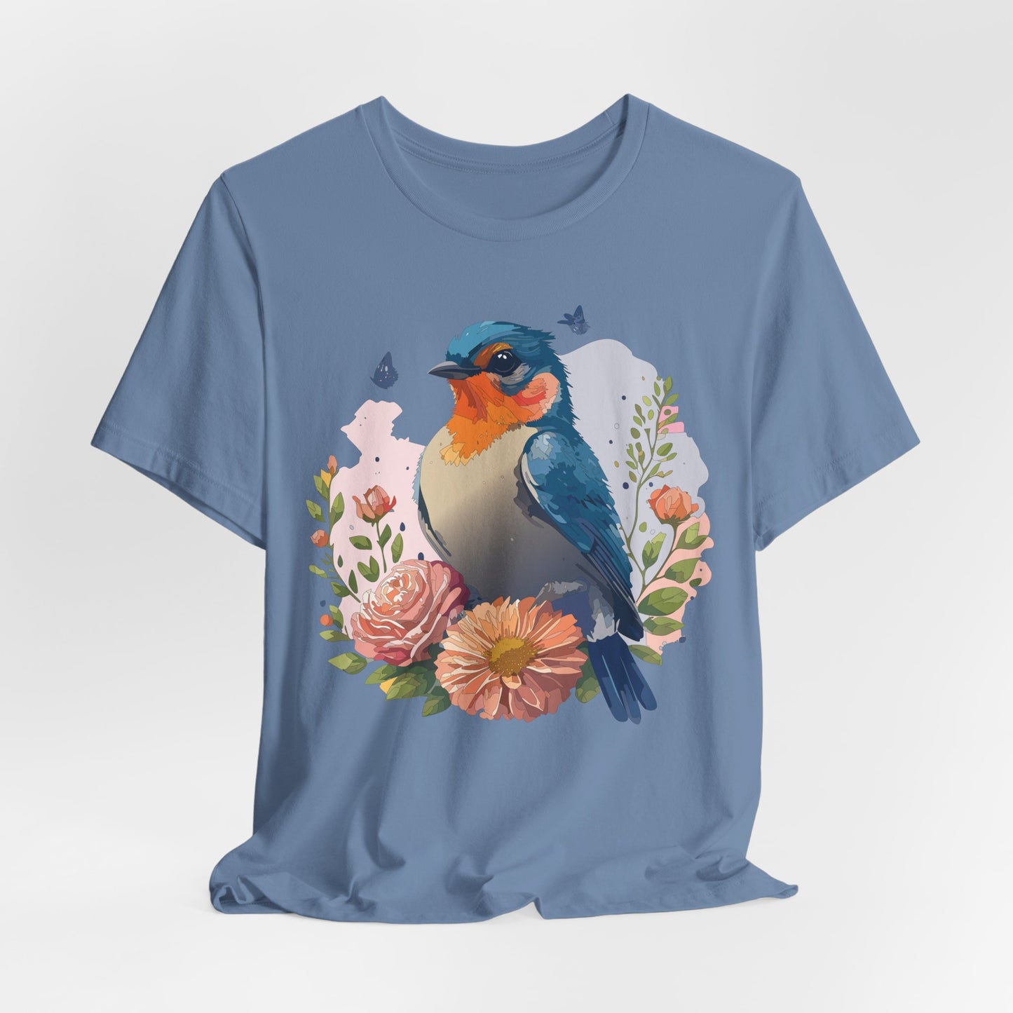 Floral Bird Tee, Animal Shirt, Bird Shirt, Floral Tee, Flower T-shirt, T-Shirt with Animal