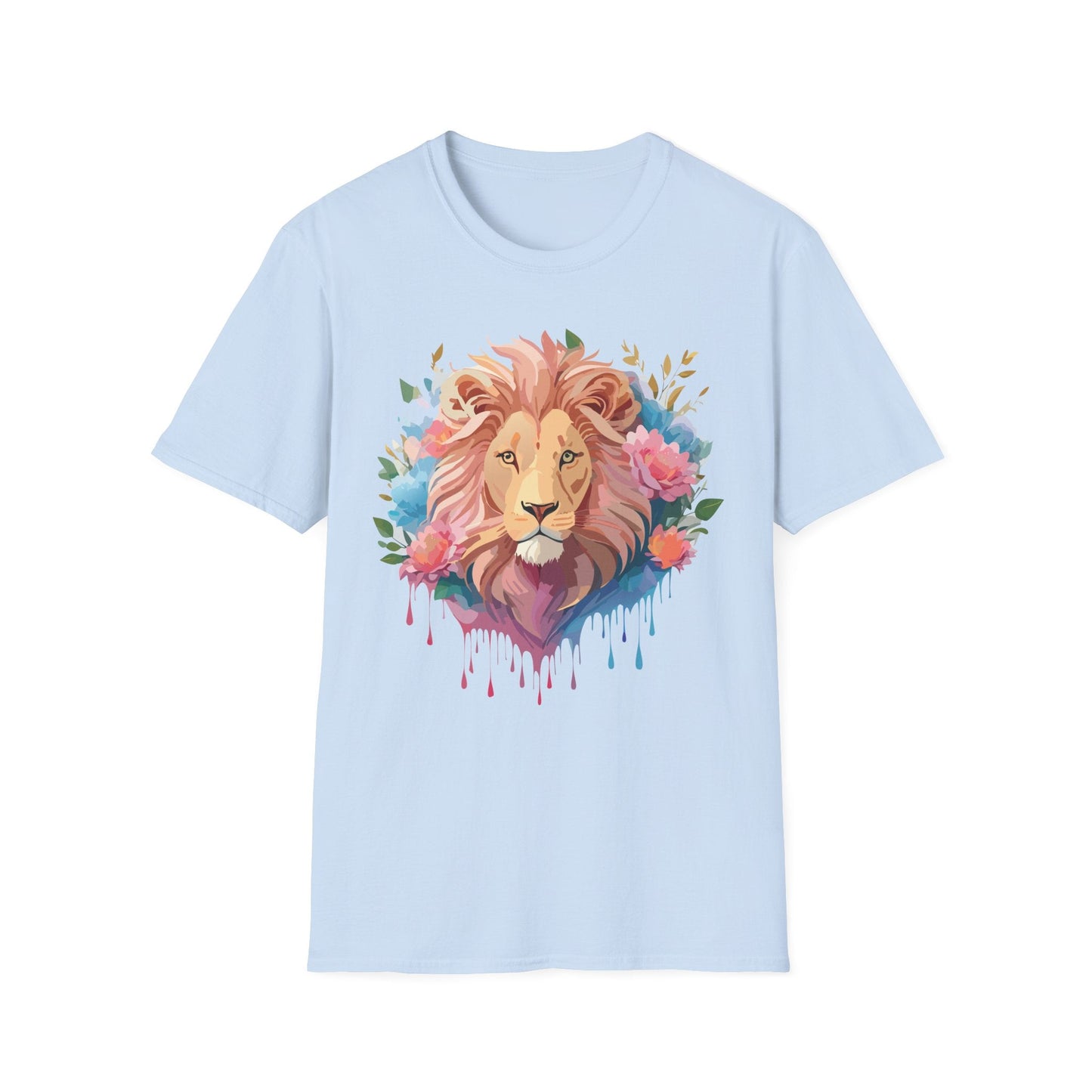 Lion Shirt Unisex Floral Lion Tee 100 Percent Cotton Softstyle Gildan 64000
