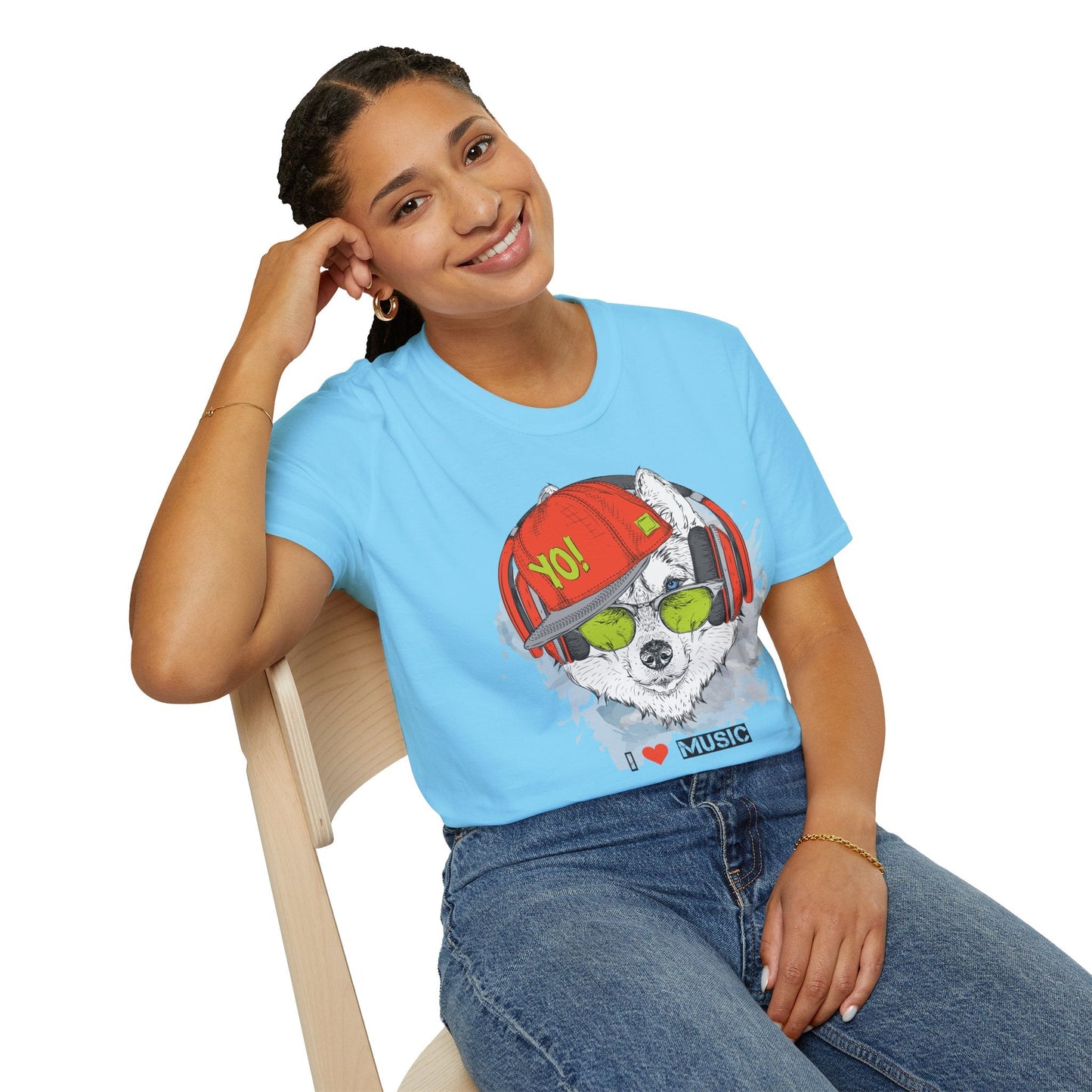 Unisex Music Animals Short Sleeve T Shirt With Headphones For Music Lovers Gildan 64000