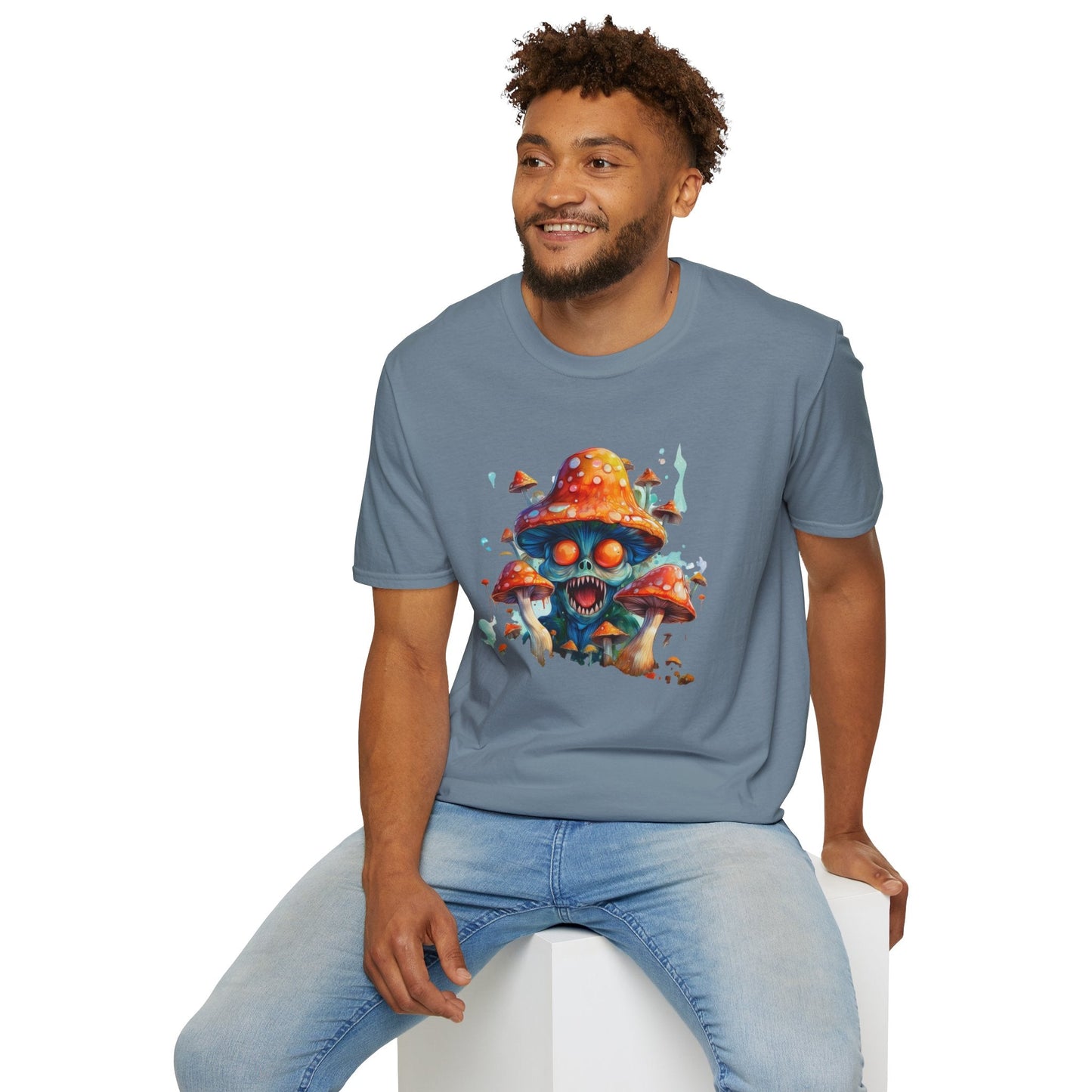 Funny Mashroom Graphic Unisex Softstyle Cotton With Cartoon Illustration Design 5