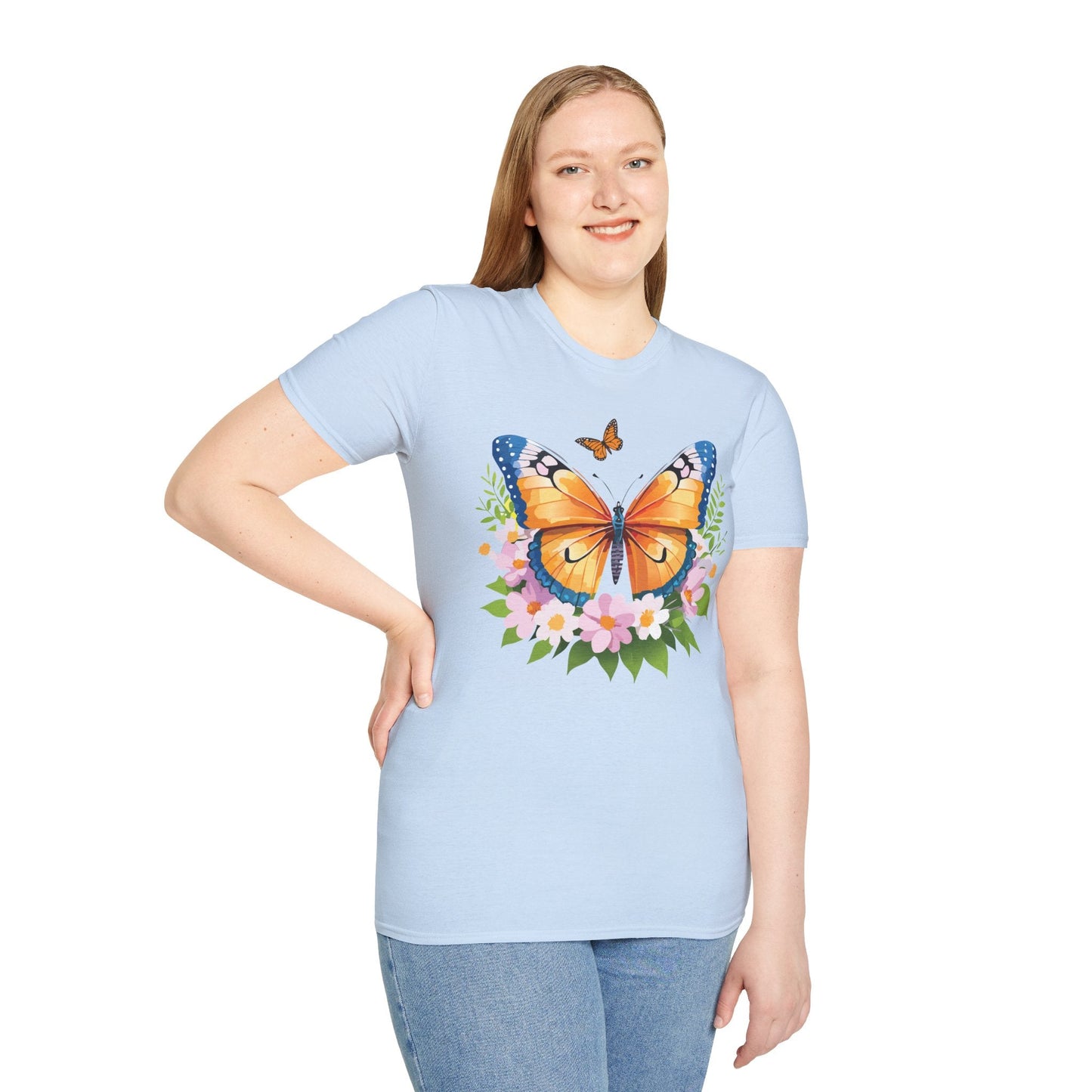 Butterfly Shirt Unisex Cotton Tee Monarch Butterfly Design Gildan Softstyle 64000 Short Sleeve