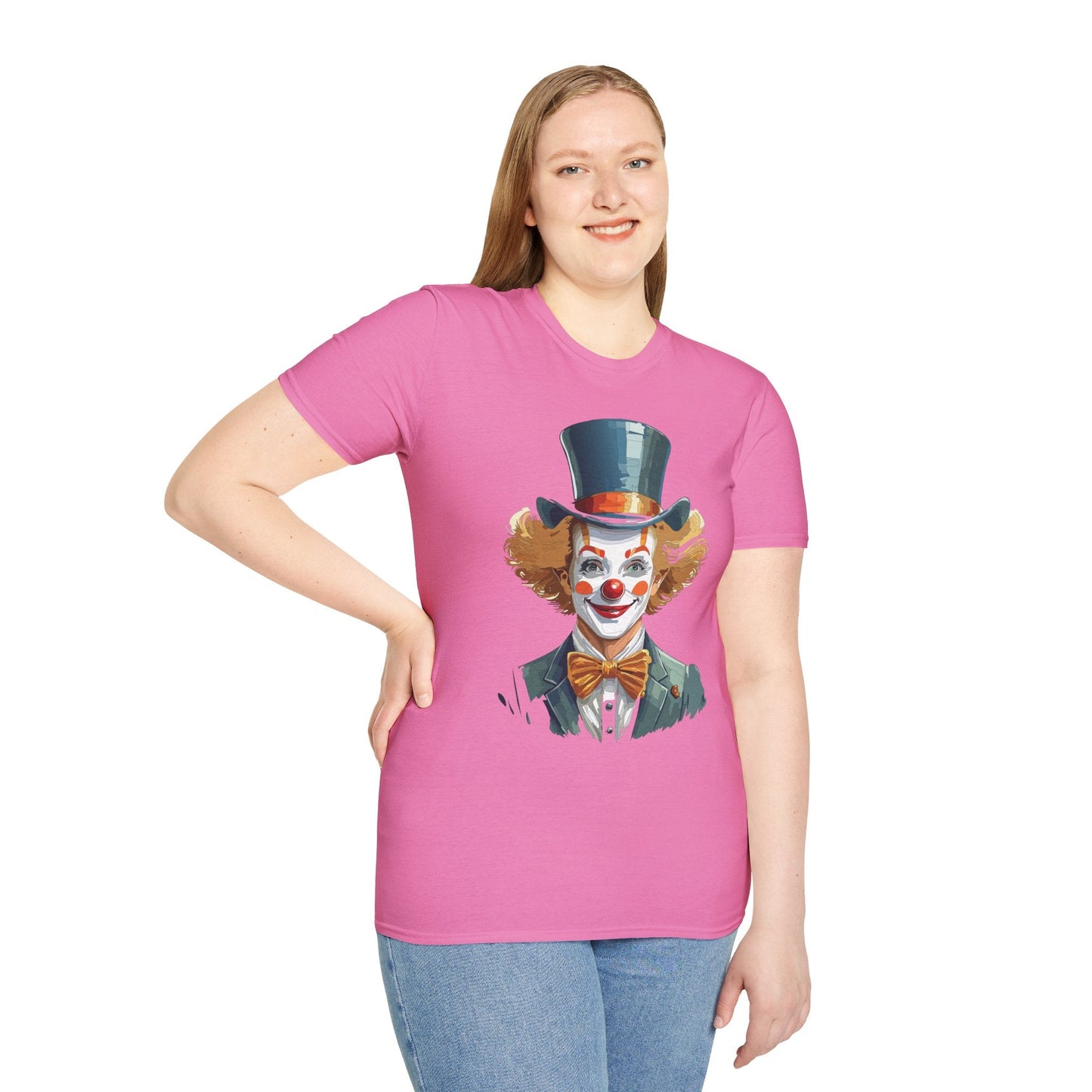 Funny Clown Shirt Unisex T Shirt Circus Style Tee With Scary Man Artwork Gildan 64000