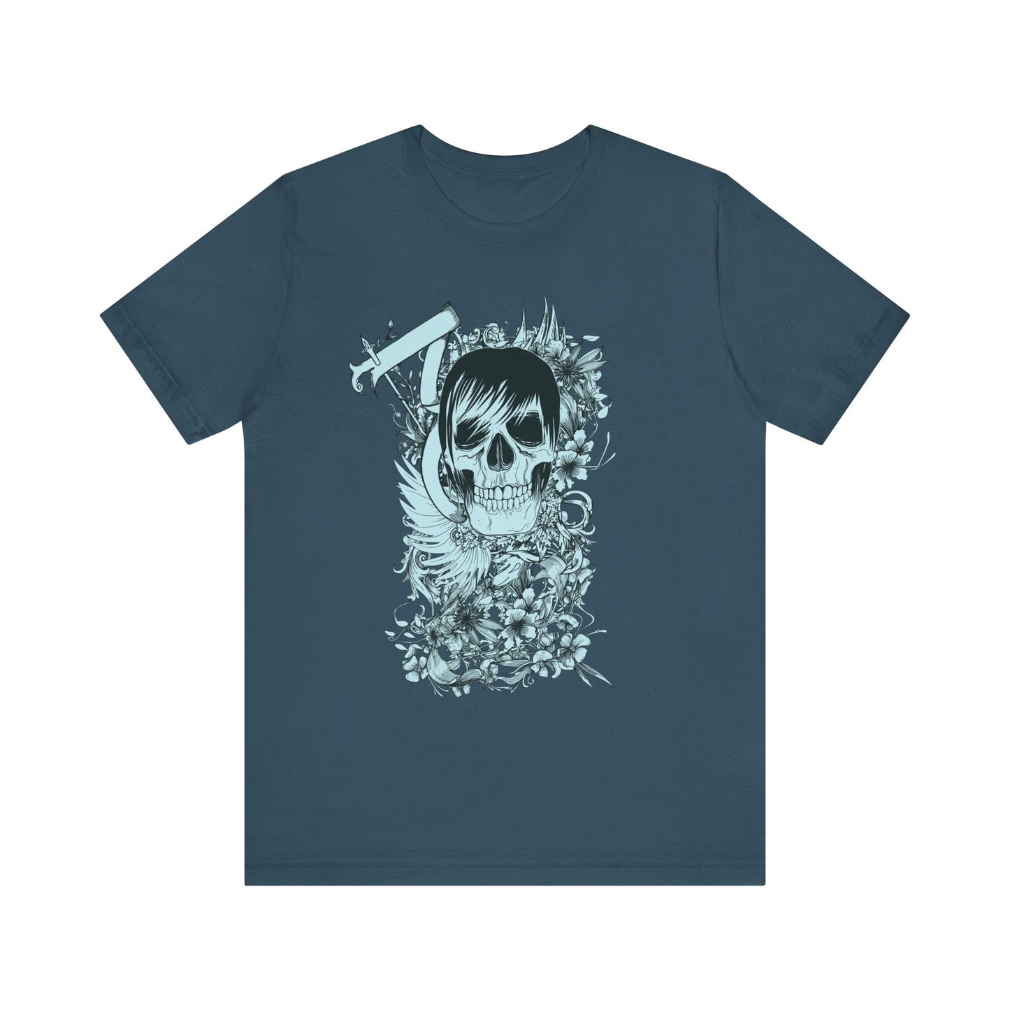 Sky Skull Graphic Design Tee, Skull Shirt, Vintage Tees, Art Design T-Shirt, Vintage Graphic Tee, Art Shirts with Skulls