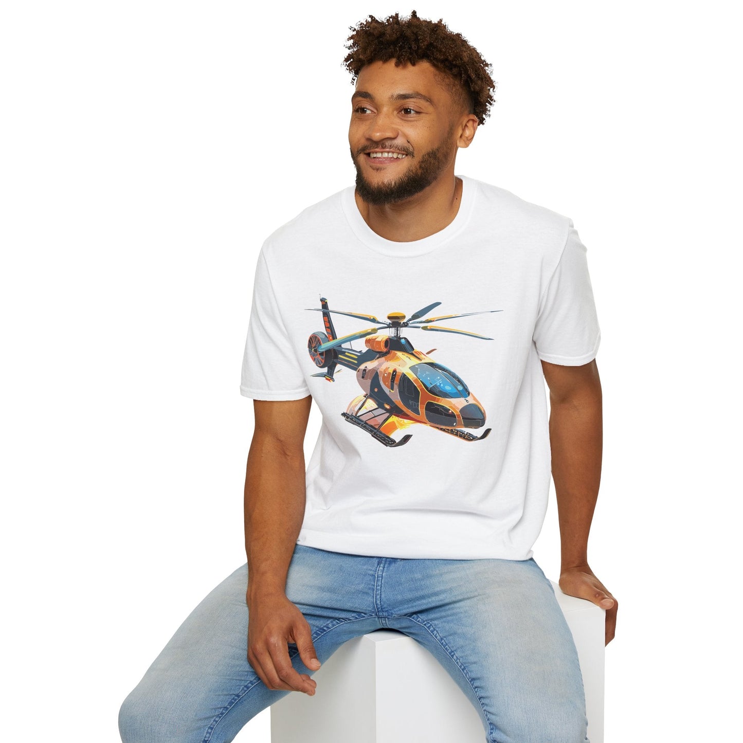 Unisex Helicopter Chopper T Shirt Softstyle 64000 Gildan Durable Lightweight Tee Design