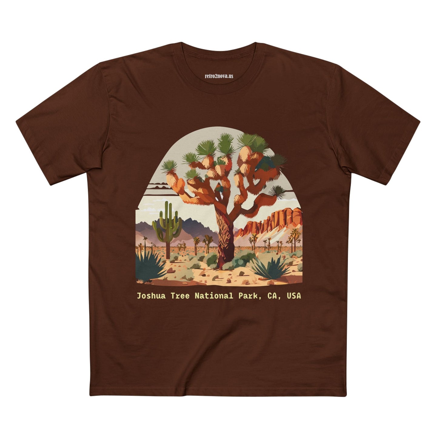 Joshua Tree Travel Shirt Unisex Premium Cotton Tee With Original Art Design Retro2Nova