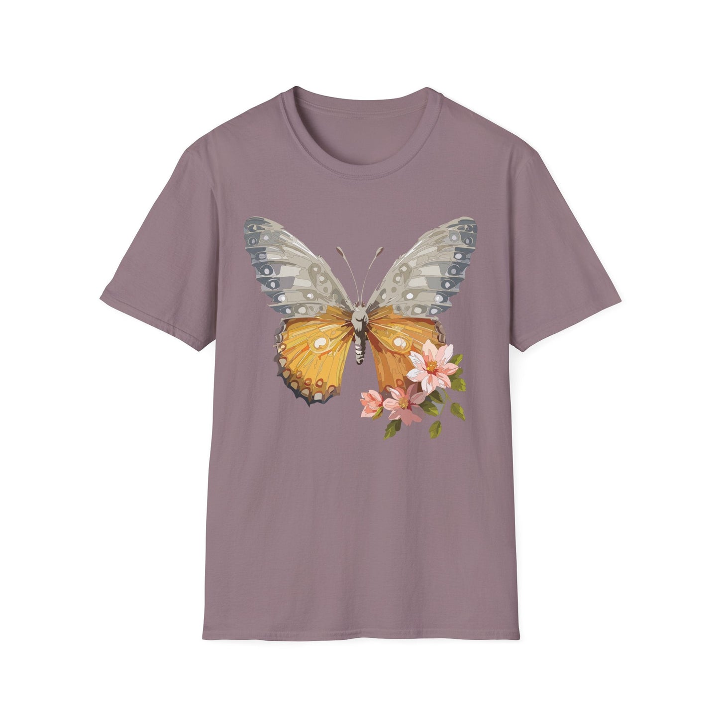 Unisex Butterfly T Shirt Monarch Print Softstyle Cotton Tee Gildan 64000 Lightweight Comfort