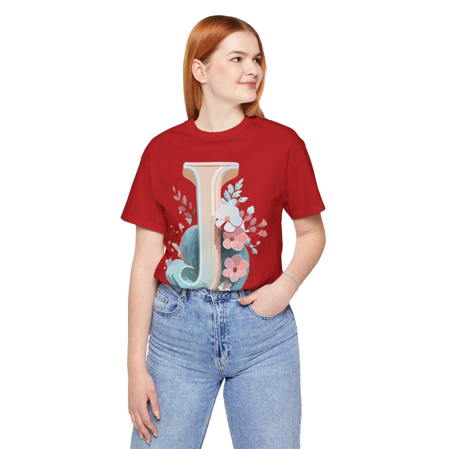 Letter J Shirt Graphic Unisex Tee With Original Vintage Inspired Artwork By Adelpha