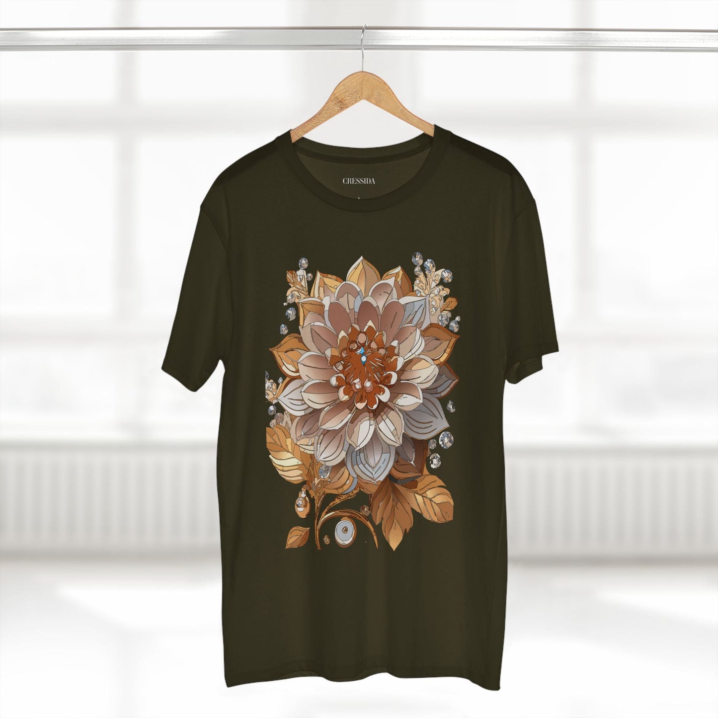 Floral Graphic T-Shirt Unisex 100 Cotton Art Design with Antique Flowers Tee 1