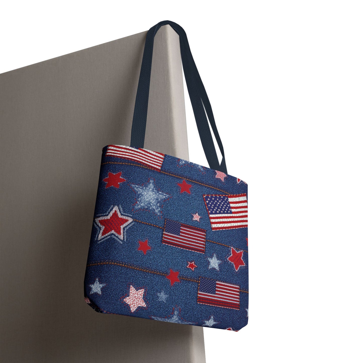 4th of July Graphic Denim Fabric Imitation Print Unisex Canvas Bag Poly Spun 3 Sizes Tote Bag 200-10