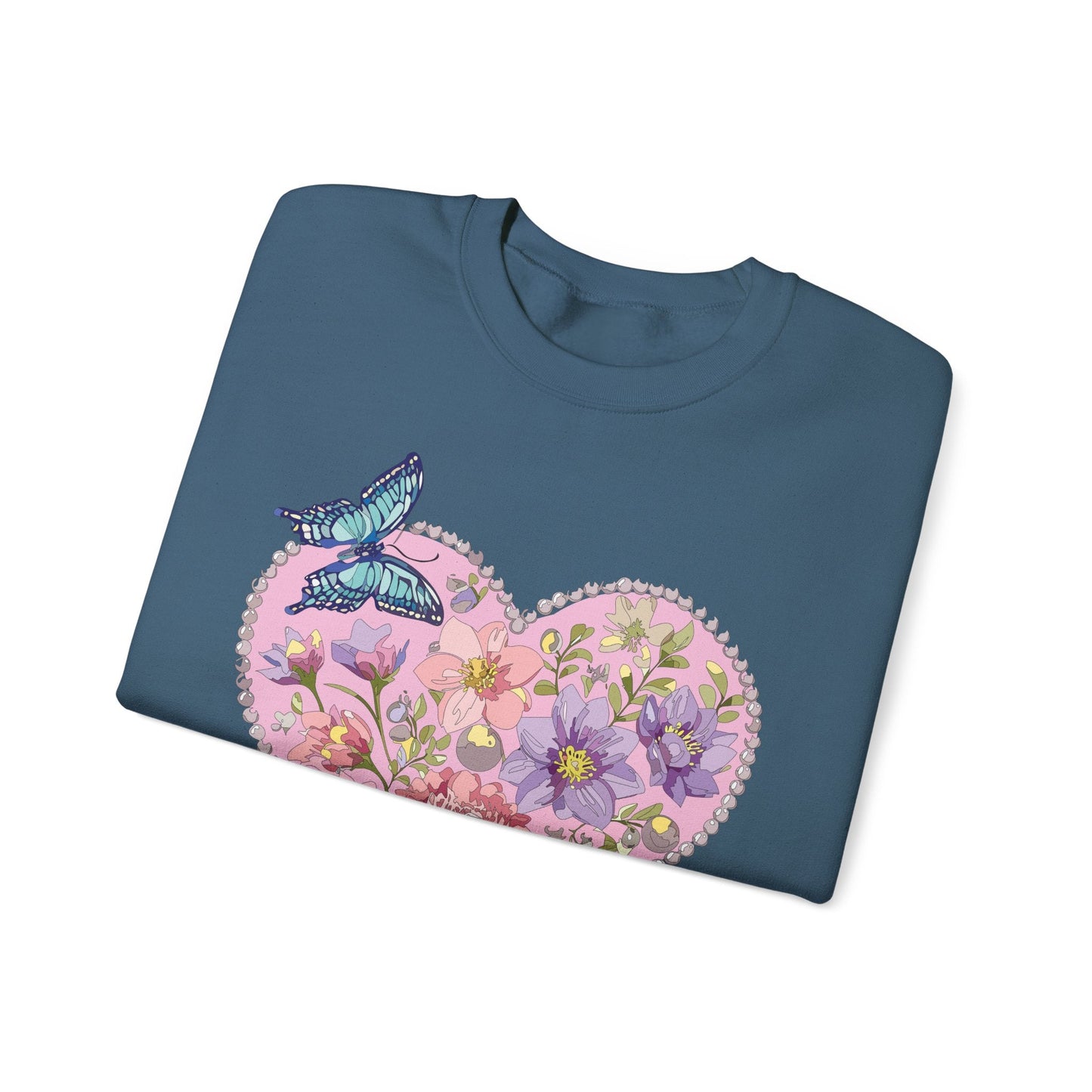 Floral Heart Sweatshirt Valentines Day Unisex Crewneck Cozy Comfort For Cold Weather