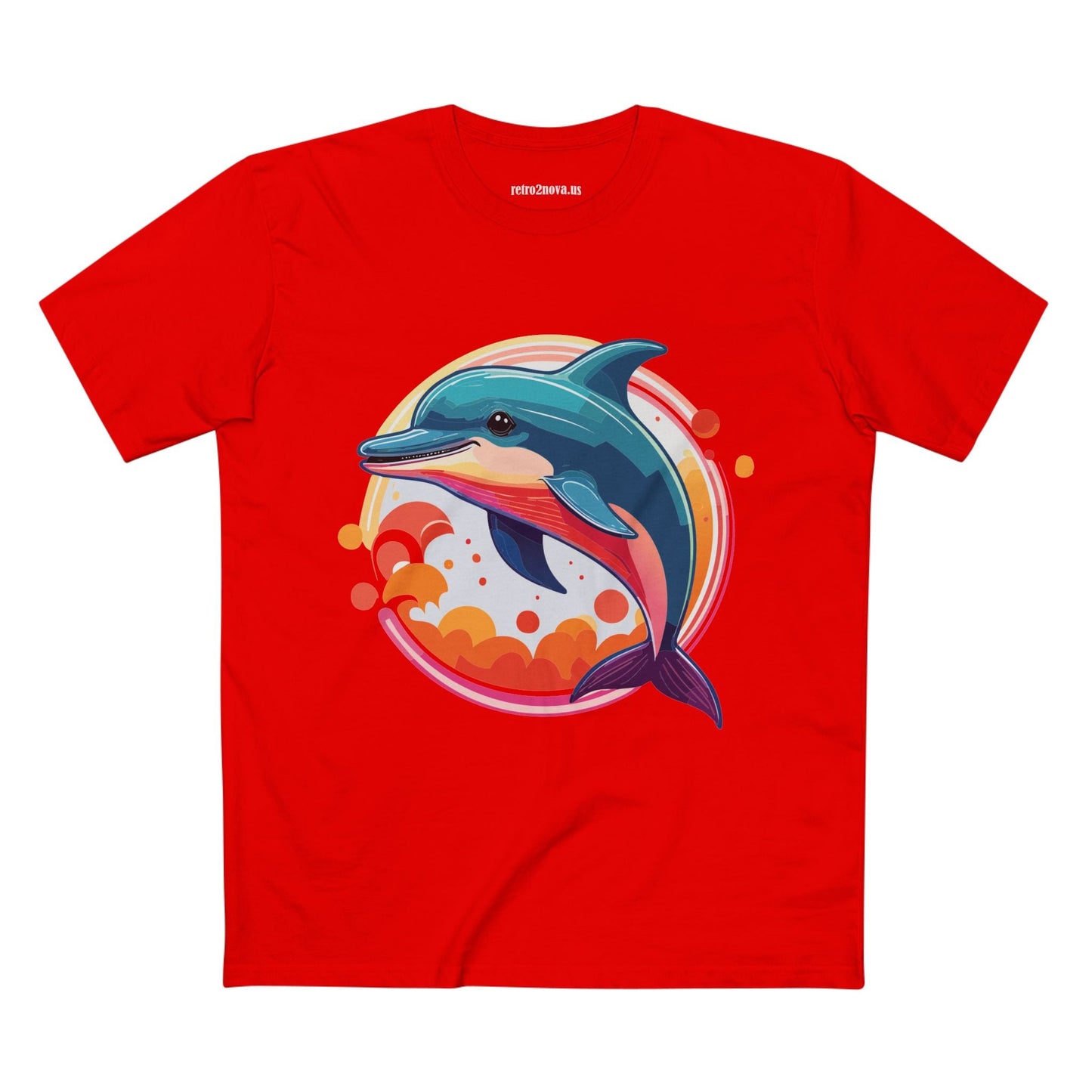 Dolphin Art Shirt Unisex Premium Cotton Tee By Retro2Nova Original Ocean Animal Design For Everyday Comfort
