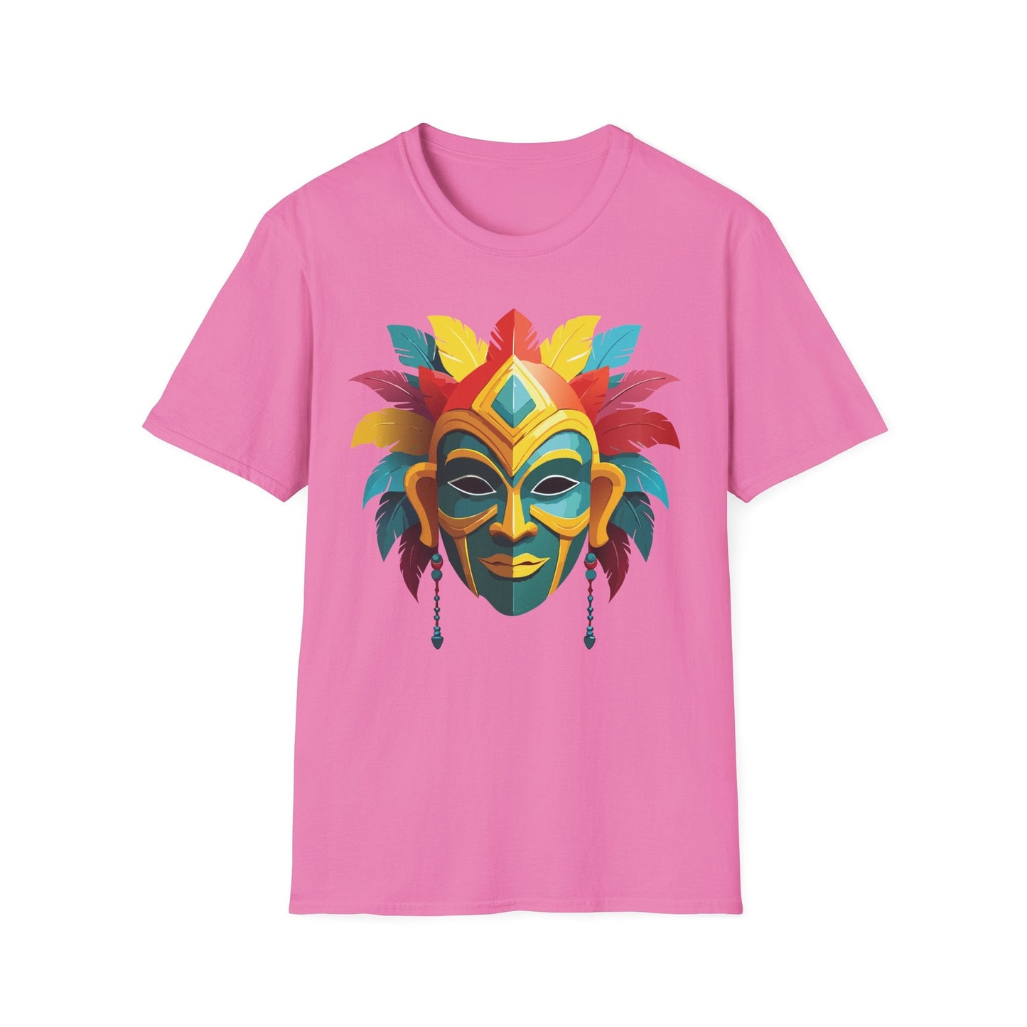 Unisex Mask Tee Shirt Gildan Softstyle 64000 Cotton Masquerade Design For Everyday Wear