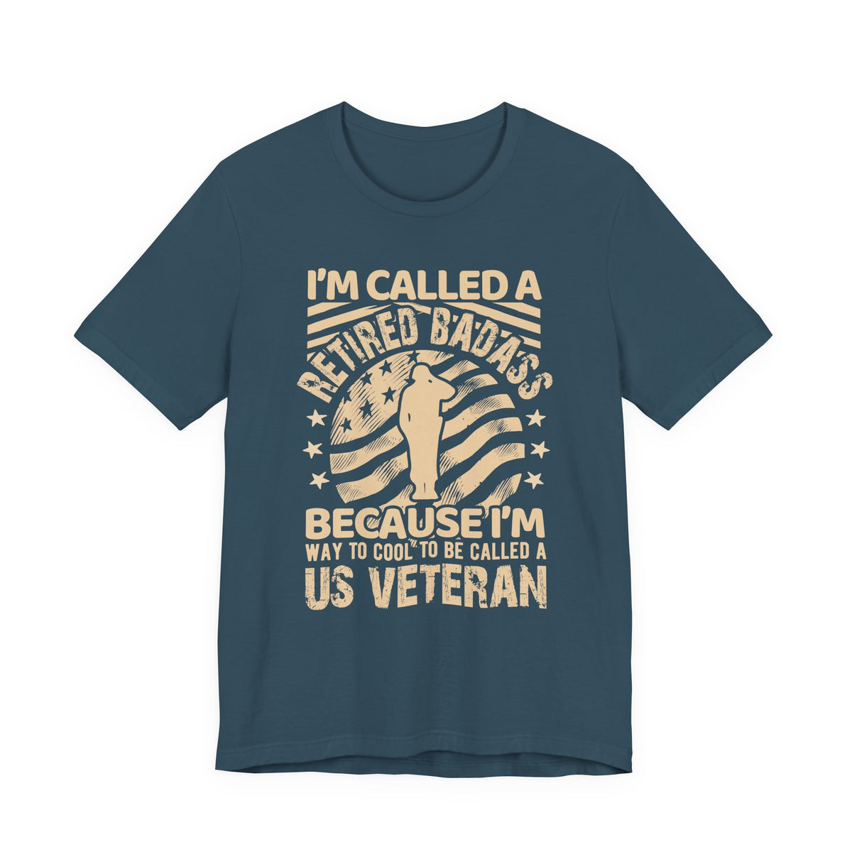 Retired Badass US Veteran T-Shirt Veteran Flag Silhouette Unisex Cotton Tee v12
