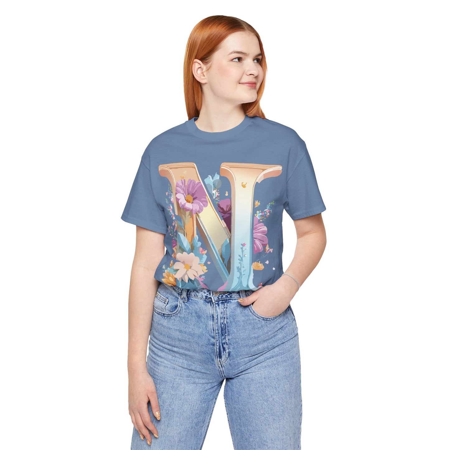 Letter N Shirt Unisex Graphic Tee By Adelpha Vintage Inspired Artwork Short Sleeve
