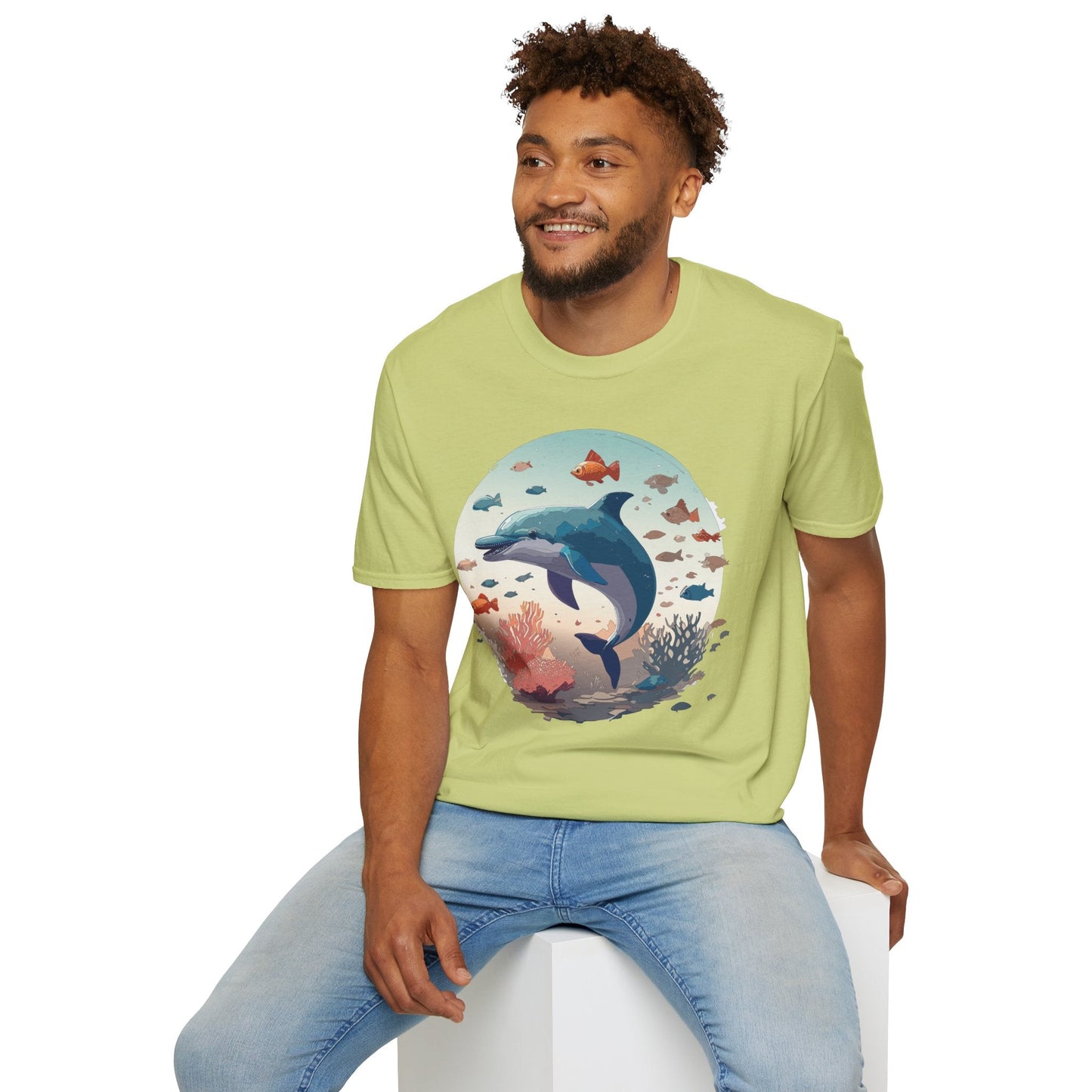 Dolphin Shirt Unisex Softstyle T Shirt Gildan 64000 100 Percent Ring Spun Cotton Lightweight Tee