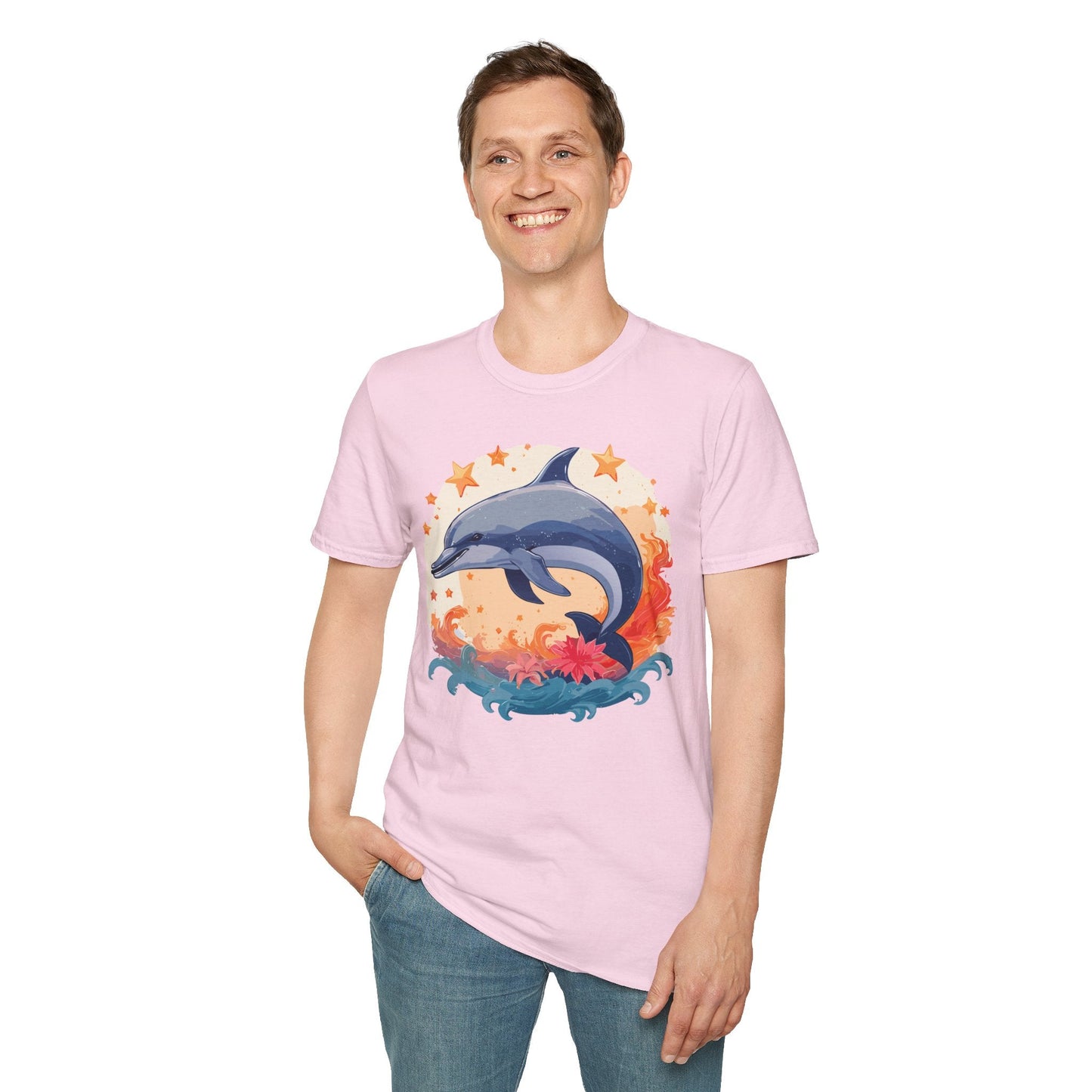 Dolphin Shirt Unisex Tee Gildan Softstyle 64000 100 Percent Ring Spun Cotton Comfort Wear
