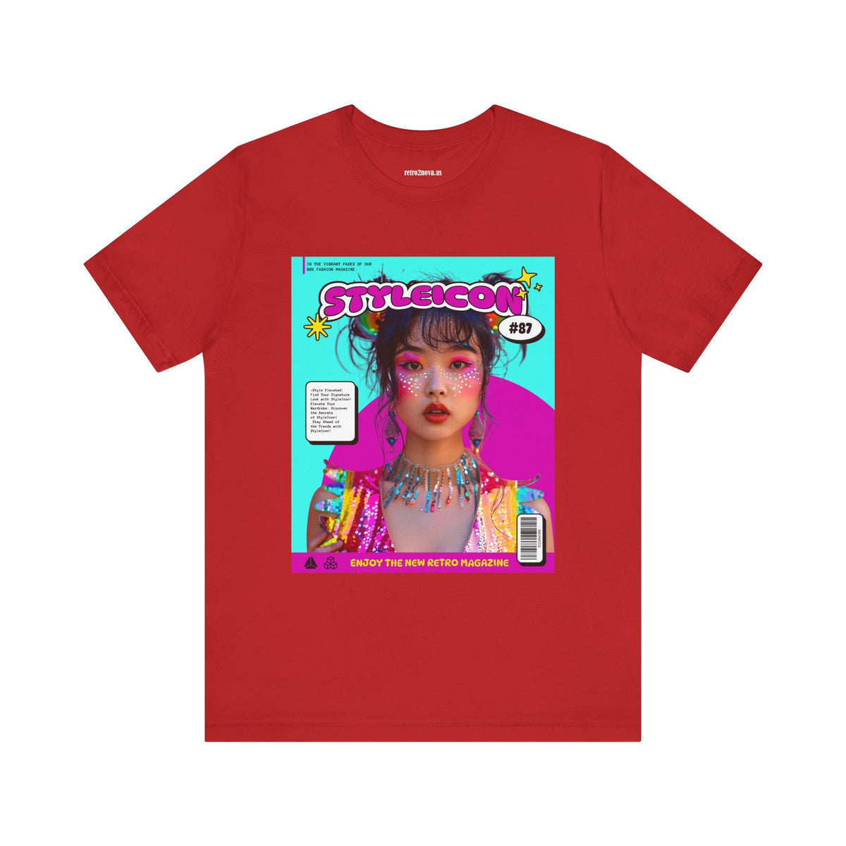 Magazine Cover Graphic Unisex Cotton Bella+Canvas Tee with Retro Poster ab32