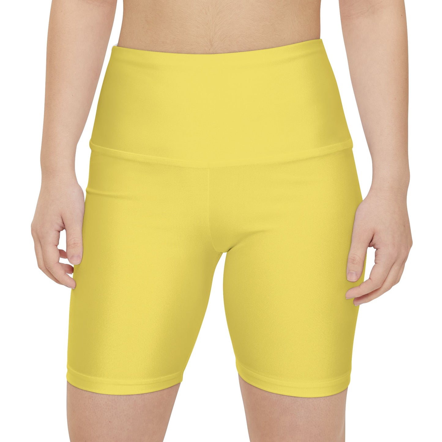 True Yellow Women's Workout Shorts — High-Waist Athletic Biker Shorts for Gym & Yoga