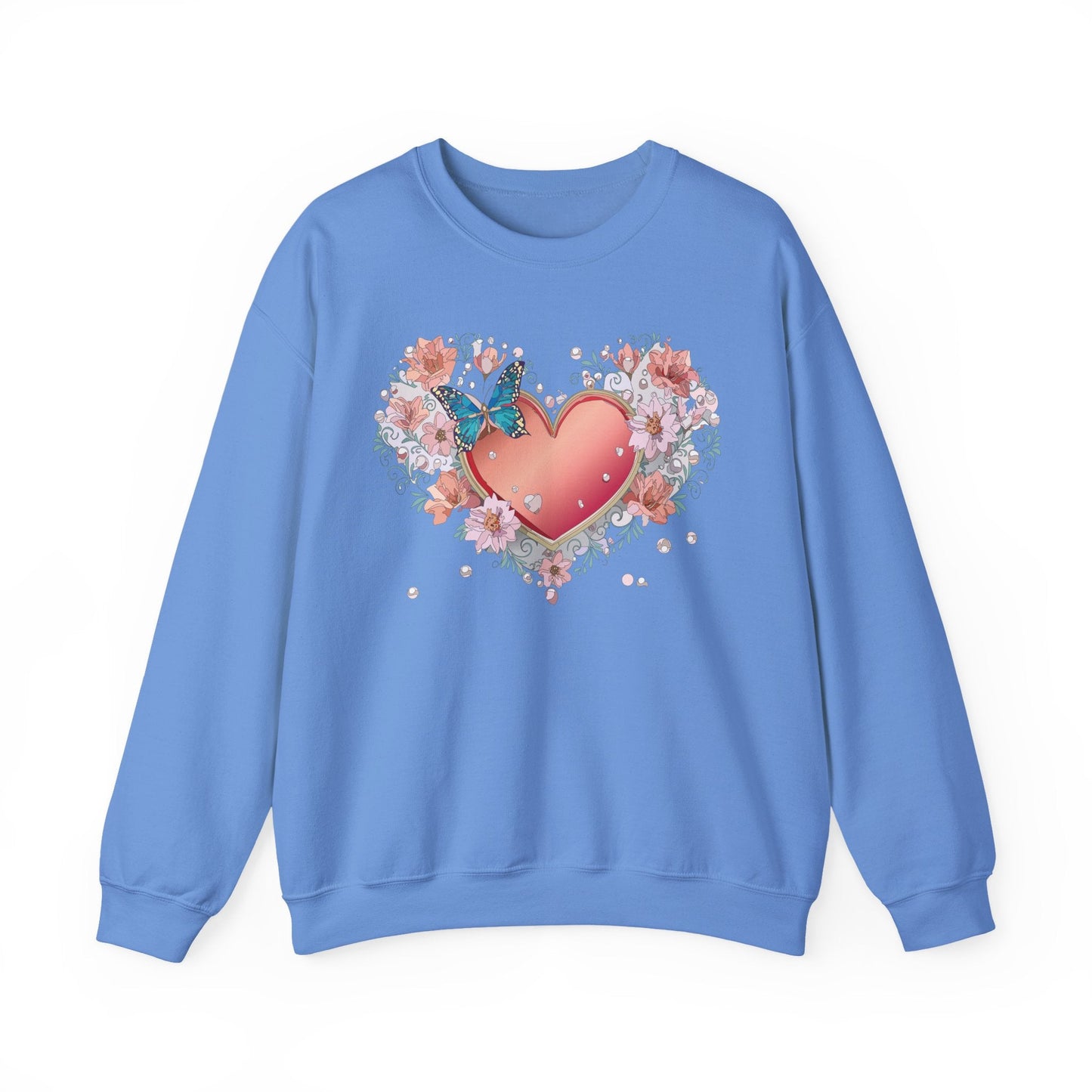 Unisex Floral Heart Sweatshirt With Love Graphic For Valentines Day Gift Cozy Winter Wear