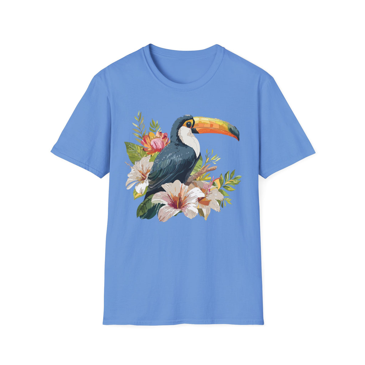 Toucan Floral Illustration T-Shirt | Tropical Bird Art Tee