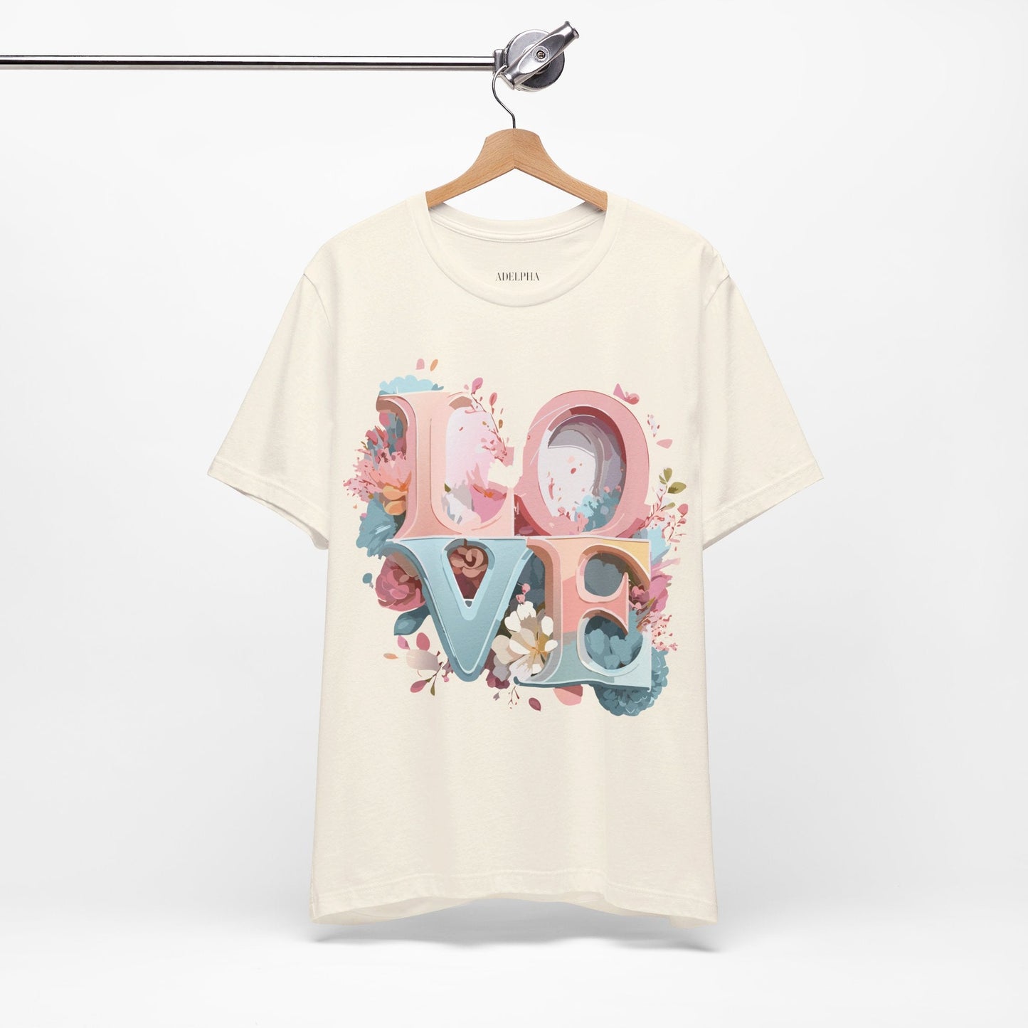 Valentine Day Graphic Unisex 100 Cotton Vintage Artwork with Love and Flower Design Tee 47