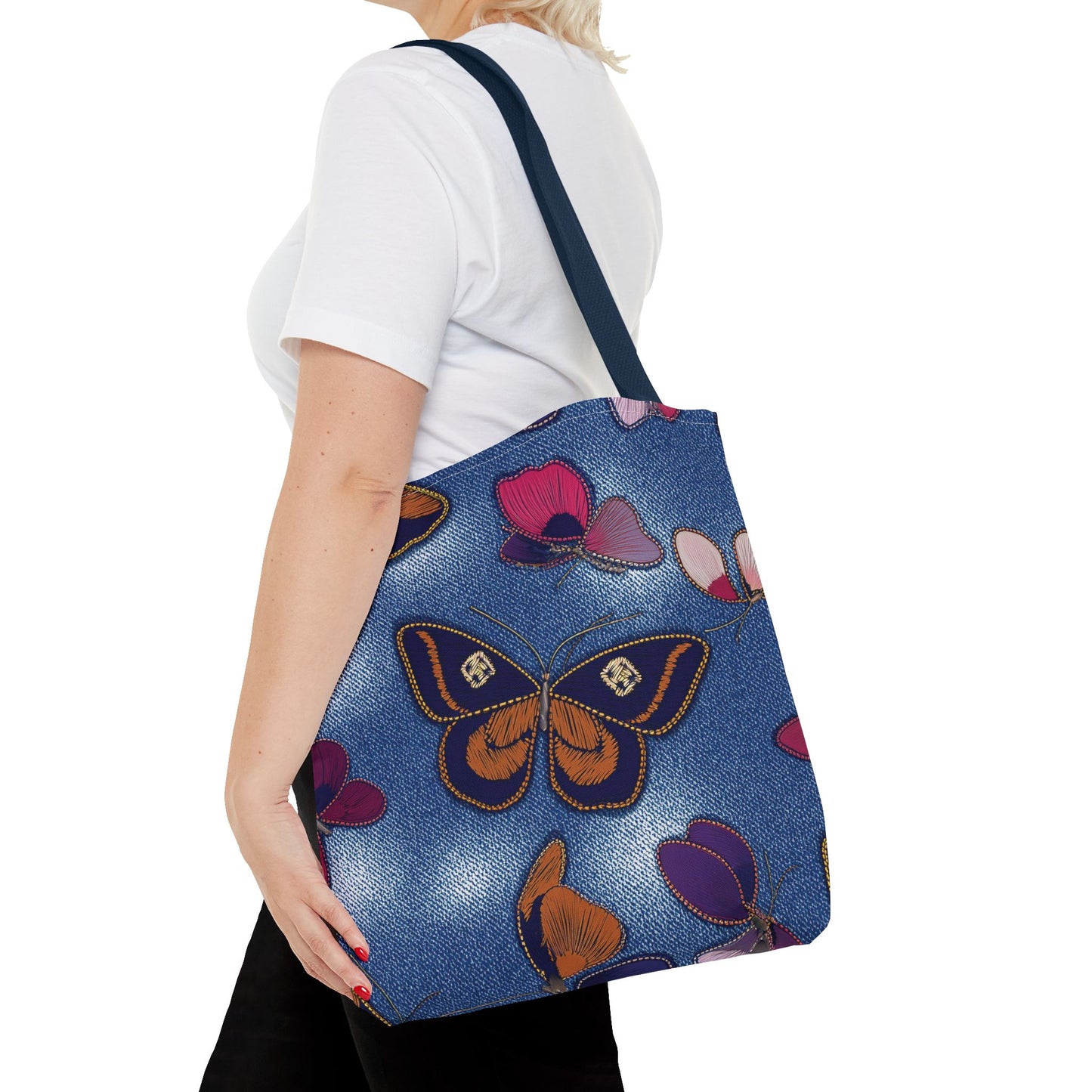 Denim Fabric Imitation Print Unisex Canvas Bag Poly Spun 3 Sizes Tote Bag 174