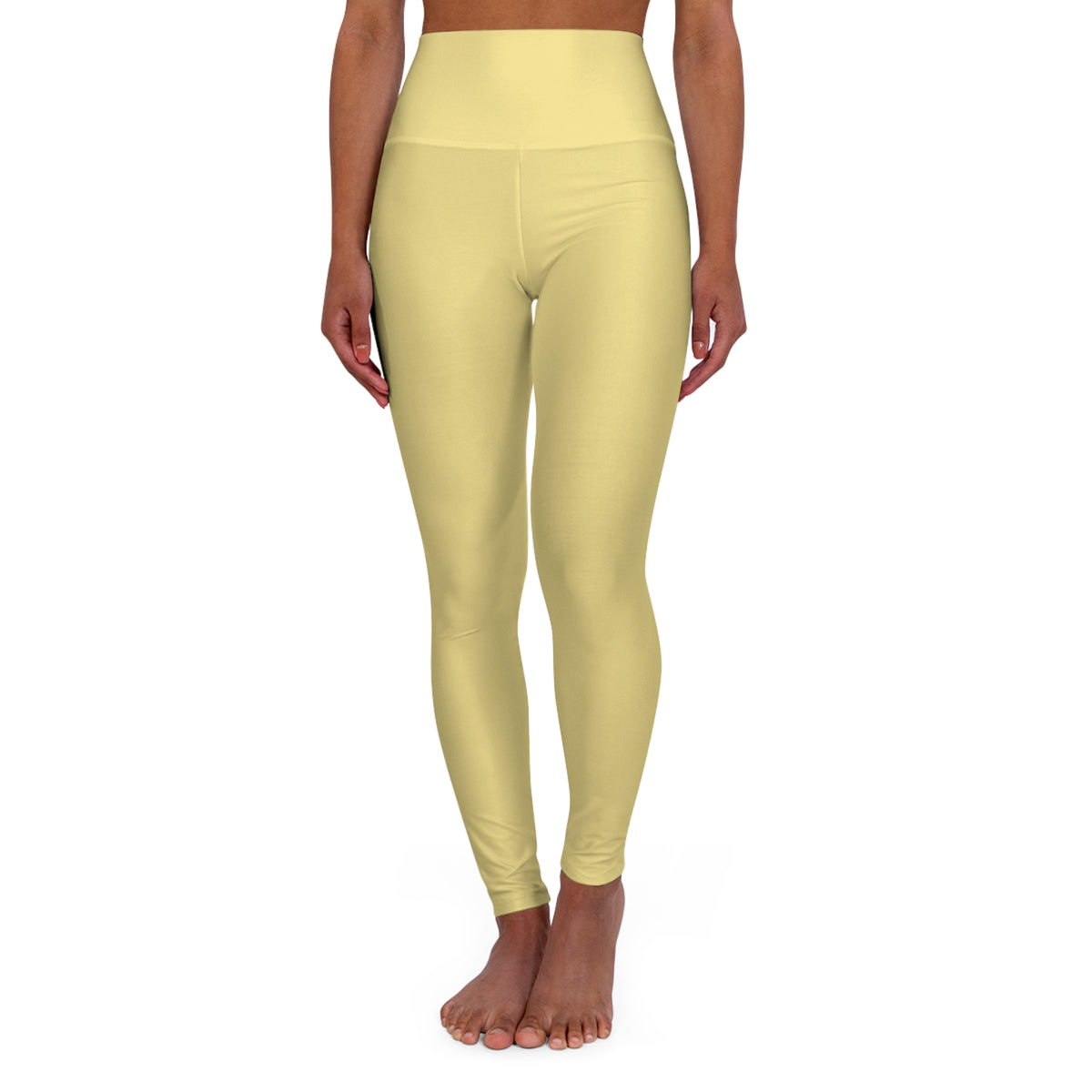 Summer Yellow Color High-Waist Yoga Leggings Women's Seamless Poly-Span Stretchy Pants XS-2XL