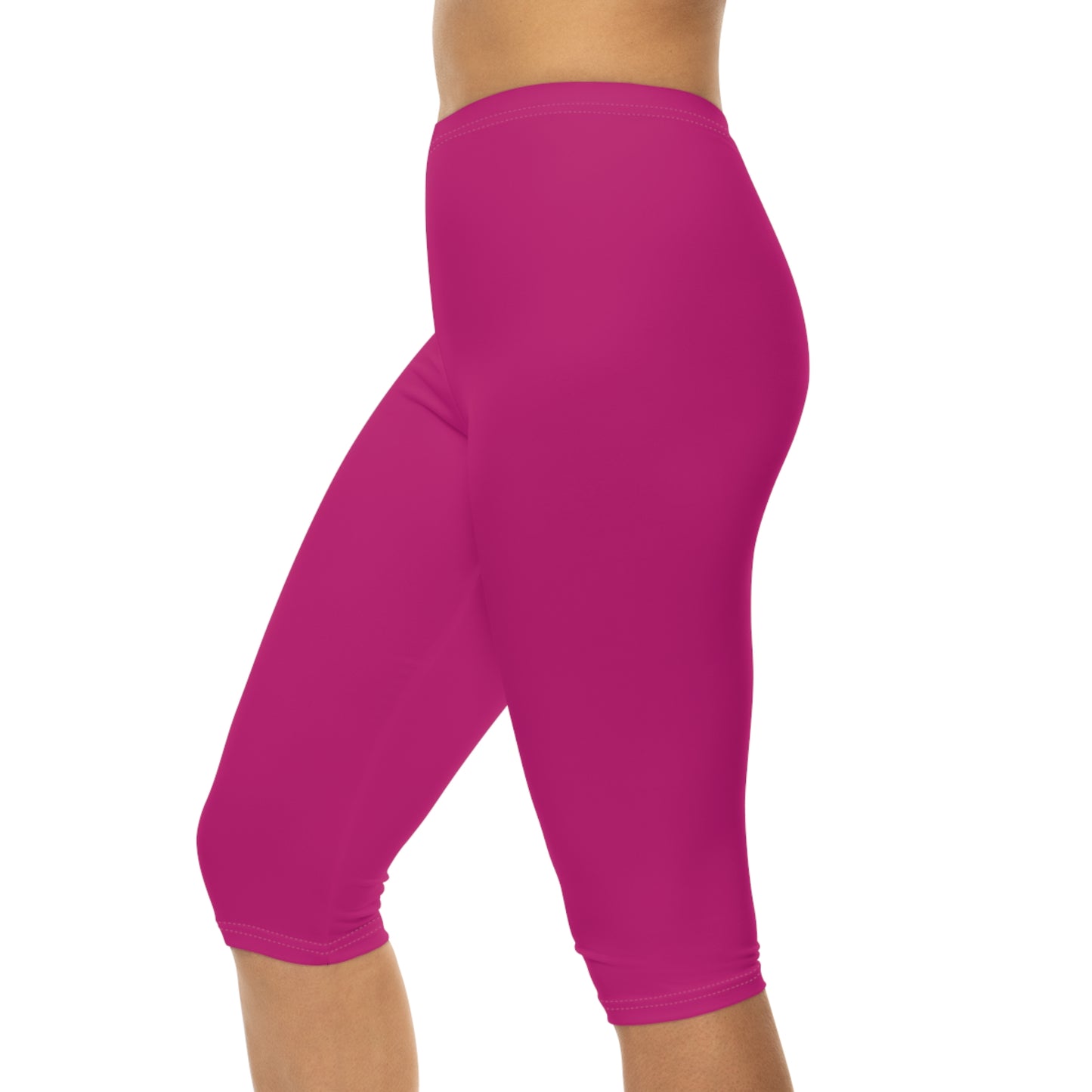Hot Rose Color Women's Brushed Suede Poly Span Casual Capri Leggings XS-2XL