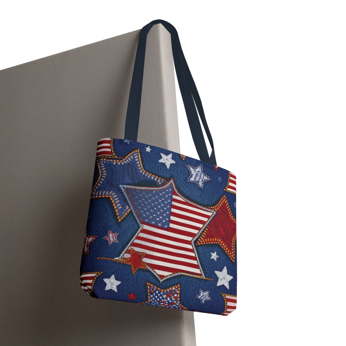 4th of July Graphic Denim Fabric Imitation Print Unisex Canvas Bag Poly Spun 3 Sizes Tote Bag 200-5