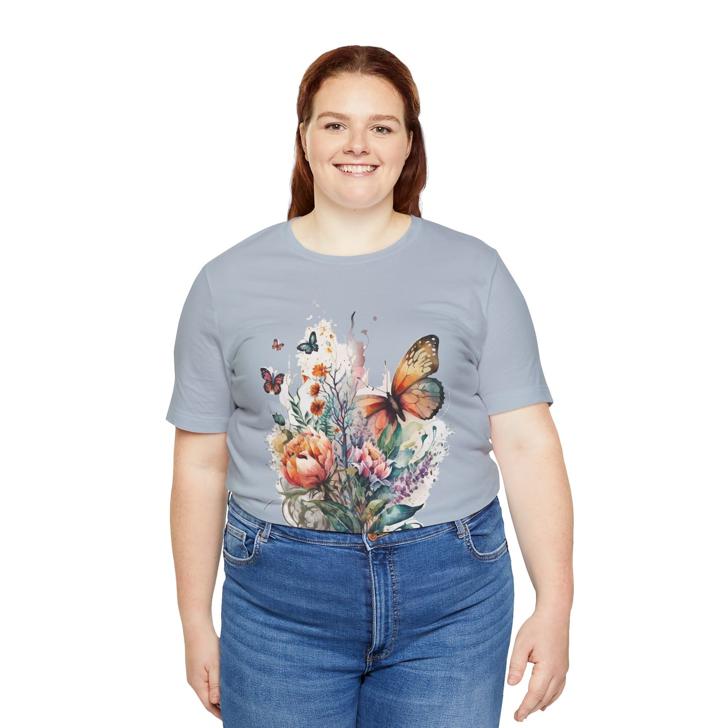 Cotton Tee Shirt with Butterfly Prints