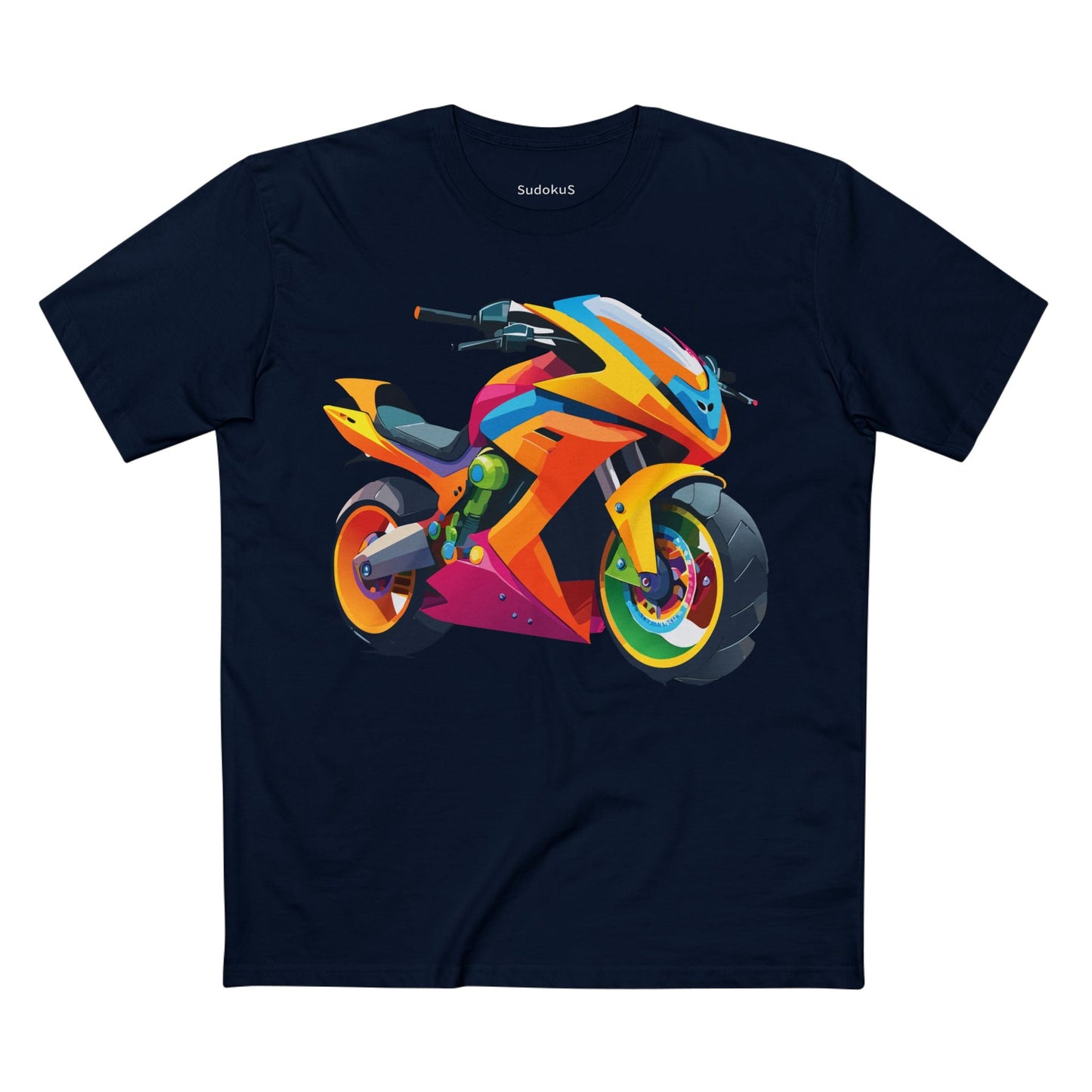 Moto Bike Graphic Unisex 100 Cotton Staple Tee 8