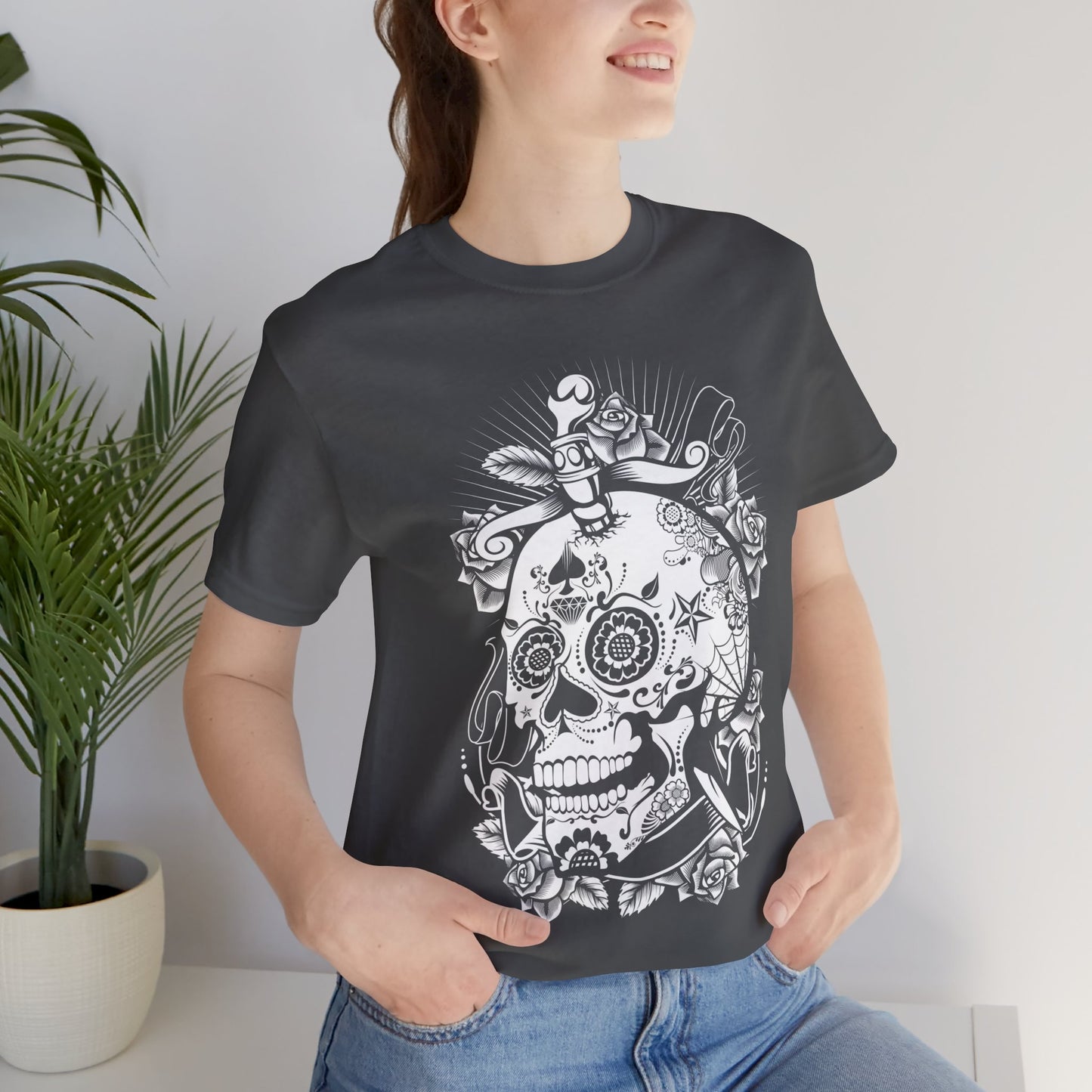 Unisex Cotton Tee Shirt with Skull