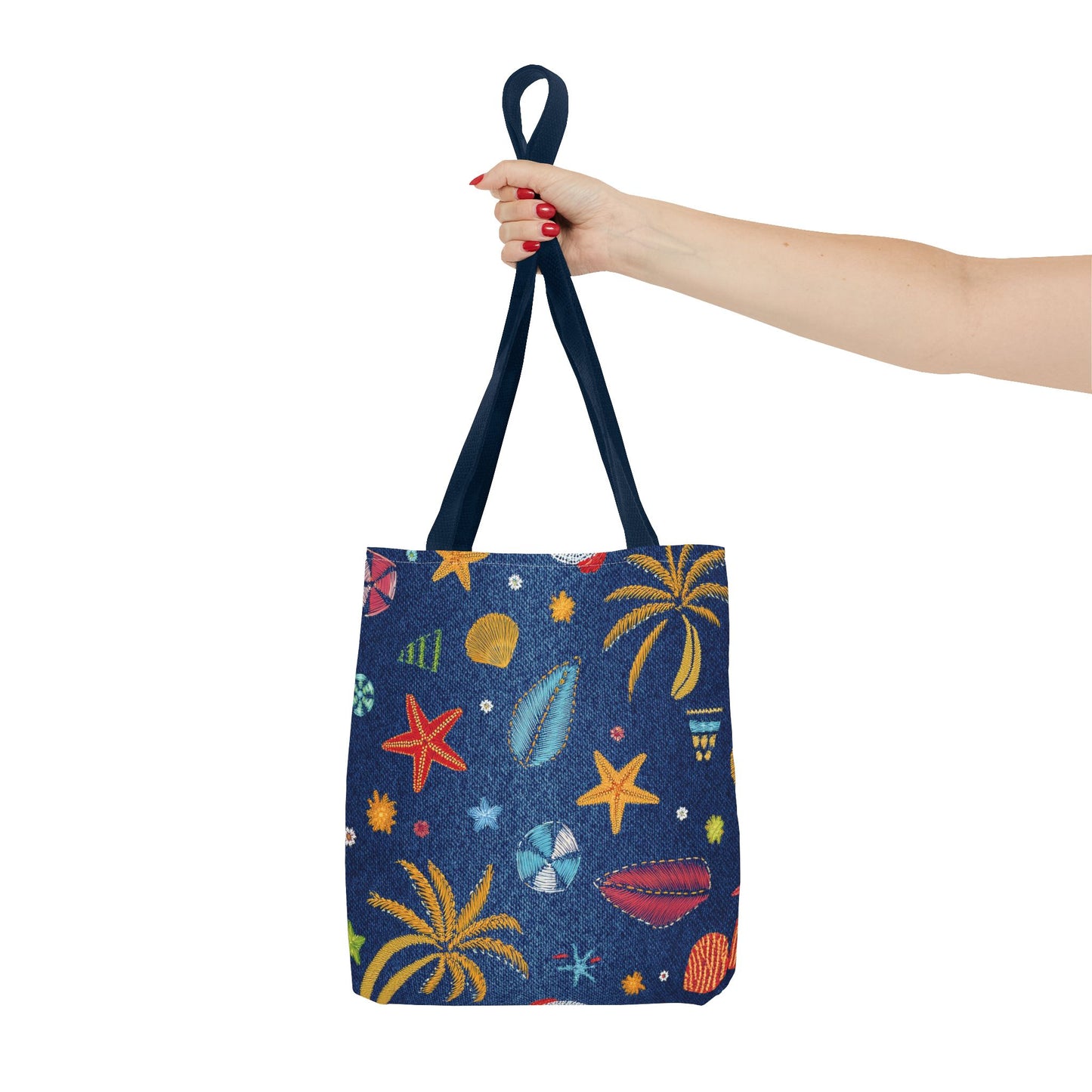 Denim Fabric Imitation Print Unisex Canvas Bag Poly Spun 3 Sizes Tote Bag 182-12