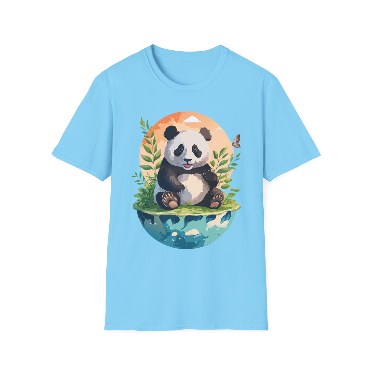 Cute Panda Illustration T-Shirt | Panda Bear Nature Scene