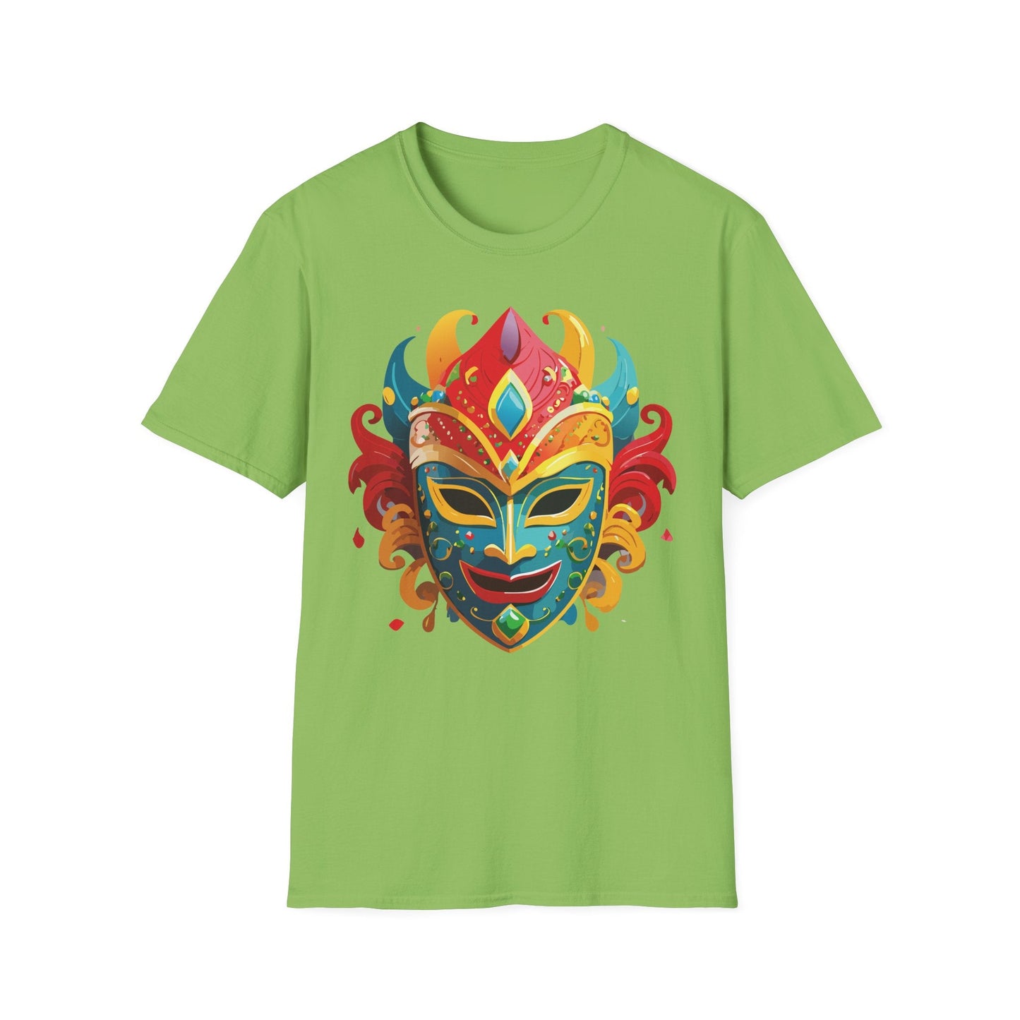 Unisex Mask Tee Shirt Gildan Softstyle 64000 Ring Spun Cotton Breathable Masquerade Design