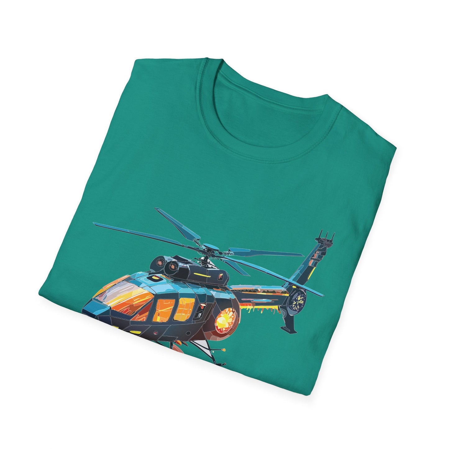 Chopper Helicopter Shirt Unisex Gildan Softstyle 64000 Cotton Tee Short Sleeve Graphic Tee