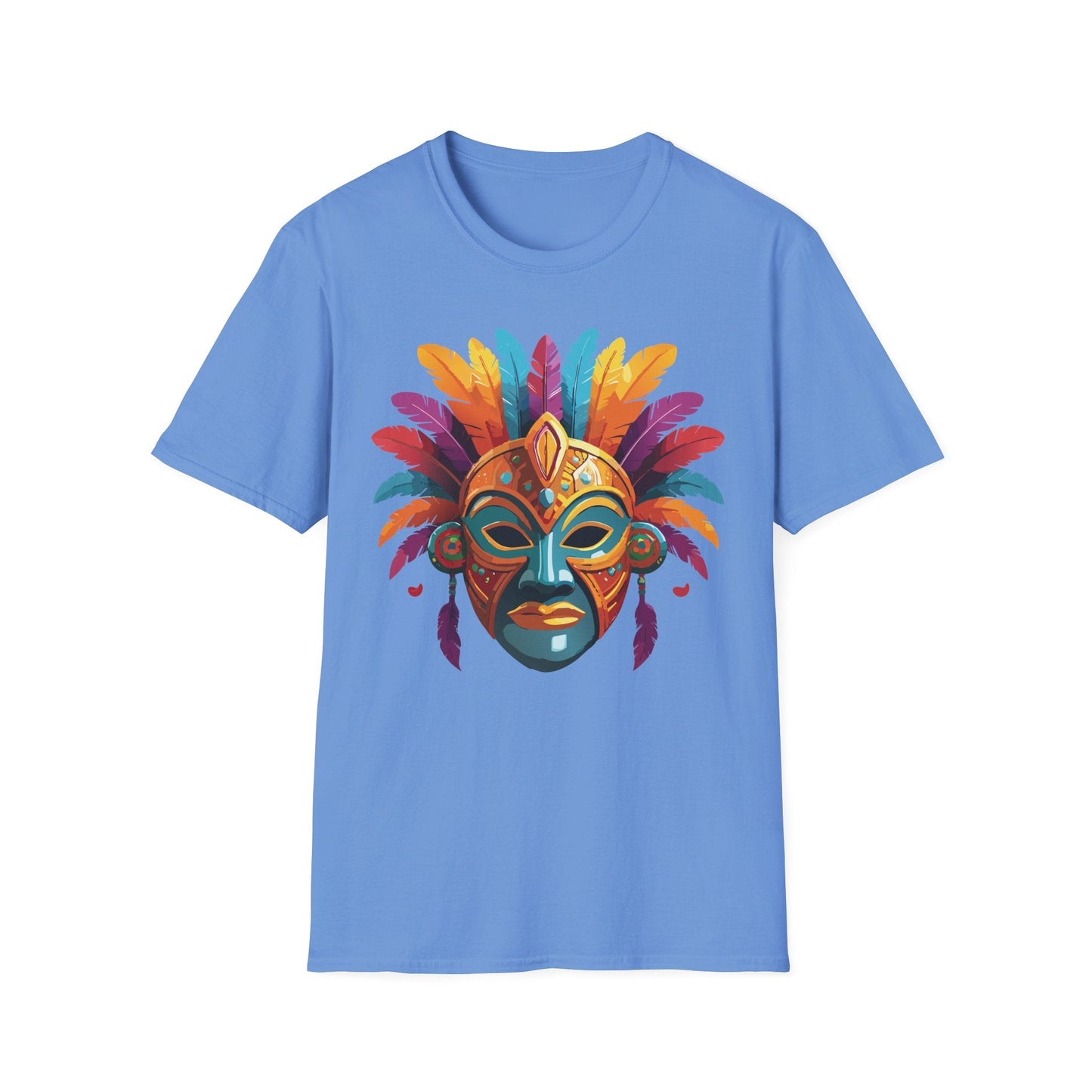 Unisex Gildan Mask T Shirt Softstyle 64000 With Art Design Lightweight Cotton Tee