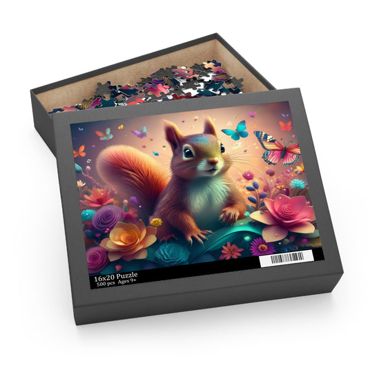 Puzzles-57 Kids Squirrel Puzzle 500-Piece  Floral Squirrel Puzzle 500-Piece, Animals Kids Puzzles Size: 16" x 20",  Ages 9+
