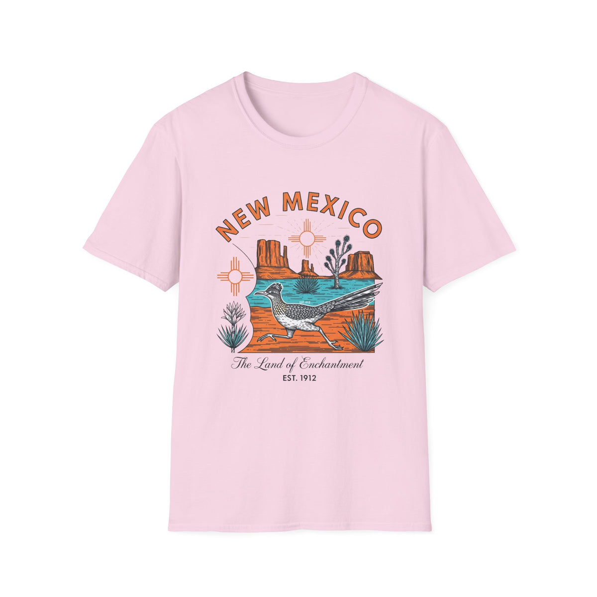 New Mexico Desertscape T-Shirt — The Land of Enchantment Travel Tourist Graphic Design Unisex 100 Cotton Gildan T-Shirt