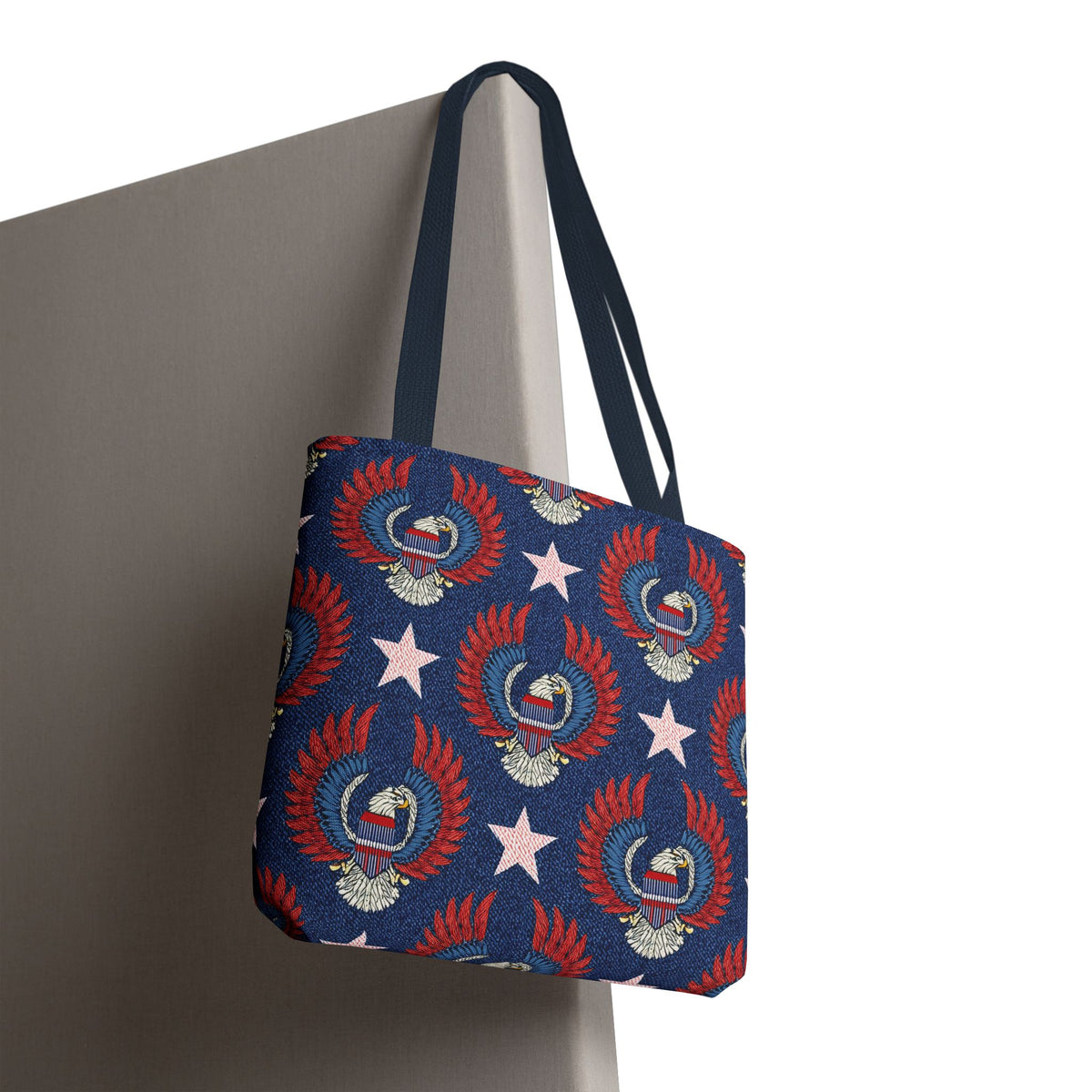 4th of July Graphic Denim Fabric Imitation Print Unisex Canvas Bag Poly Spun 3 Sizes Tote Bag 200-4