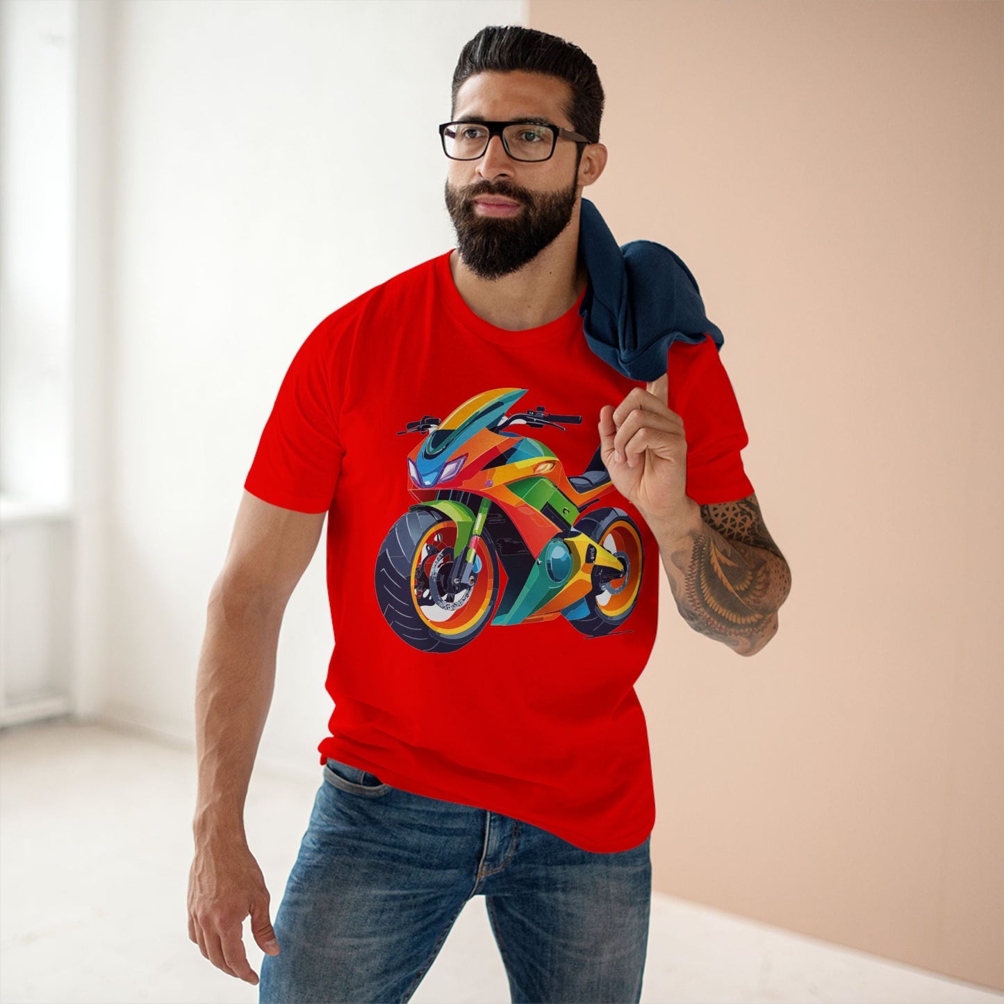 Moto Bike Graphic Unisex 100 Cotton Staple Tee 5
